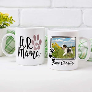 Personalized Black and White Dog Mug – Custom Pet Photo Gift with Flowers & Name – 89Prints
