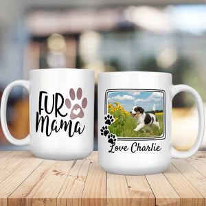 Personalized Black and White Dog Mug – Custom Pet Photo Gift with Flowers & Name – 89Prints
