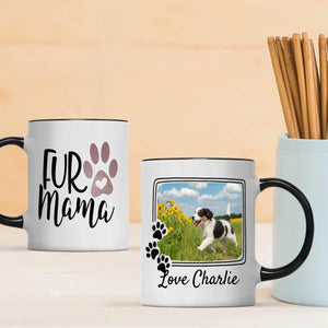 Personalized Black and White Dog Mug – Custom Pet Photo Gift with Flowers & Name – 89Prints