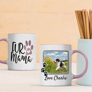 Personalized Black and White Dog Mug – Custom Pet Photo Gift with Flowers & Name – 89Prints