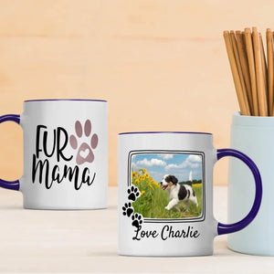 Personalized Black and White Dog Mug – Custom Pet Photo Gift with Flowers & Name – 89Prints