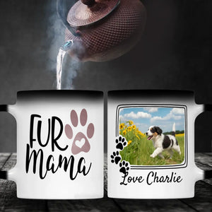 Personalized Black and White Dog Mug – Custom Pet Photo Gift with Flowers & Name – 89Prints