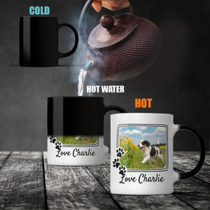 Personalized Black and White Dog Mug – Custom Pet Photo Gift with Flowers & Name – 89Prints