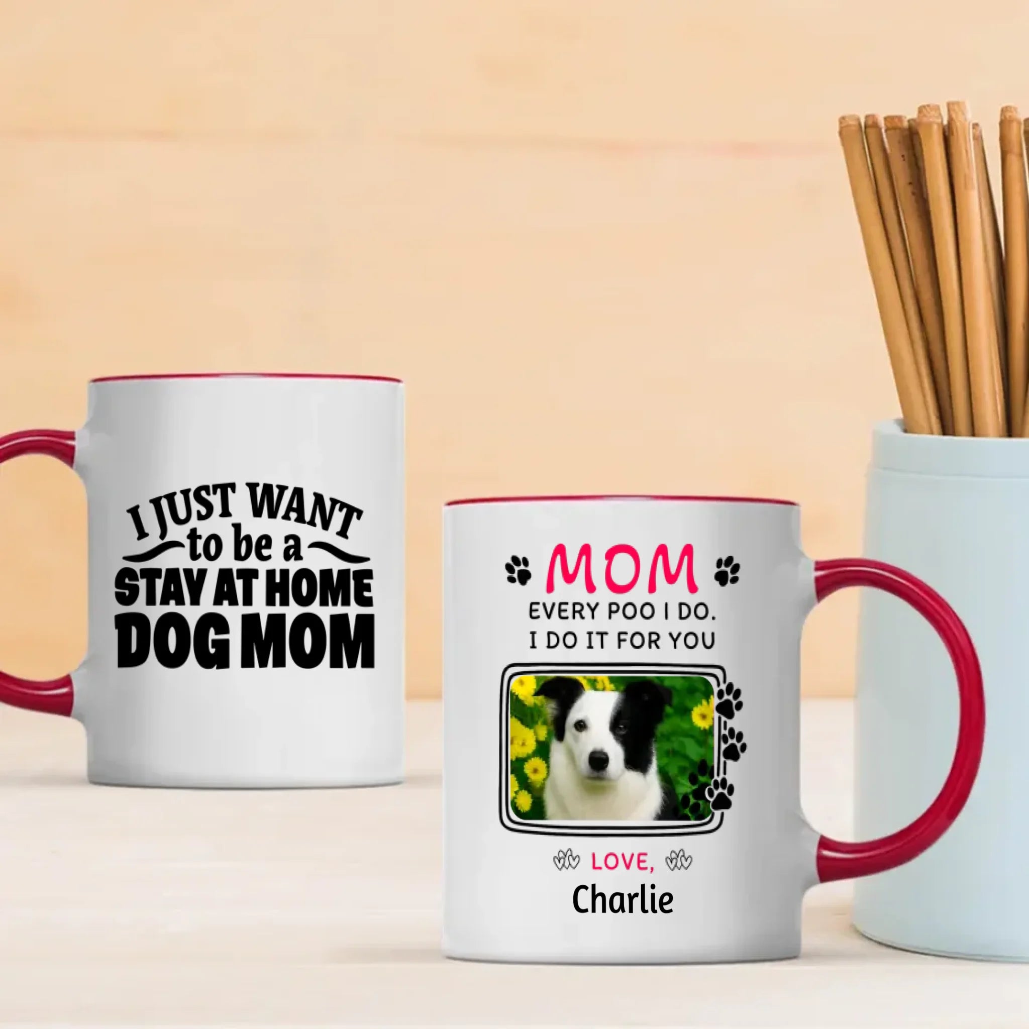 Personalized Dog Mug Mom – Custom Pet Photo & Name Stay at Home Dog Mom Gift – 89Prints
