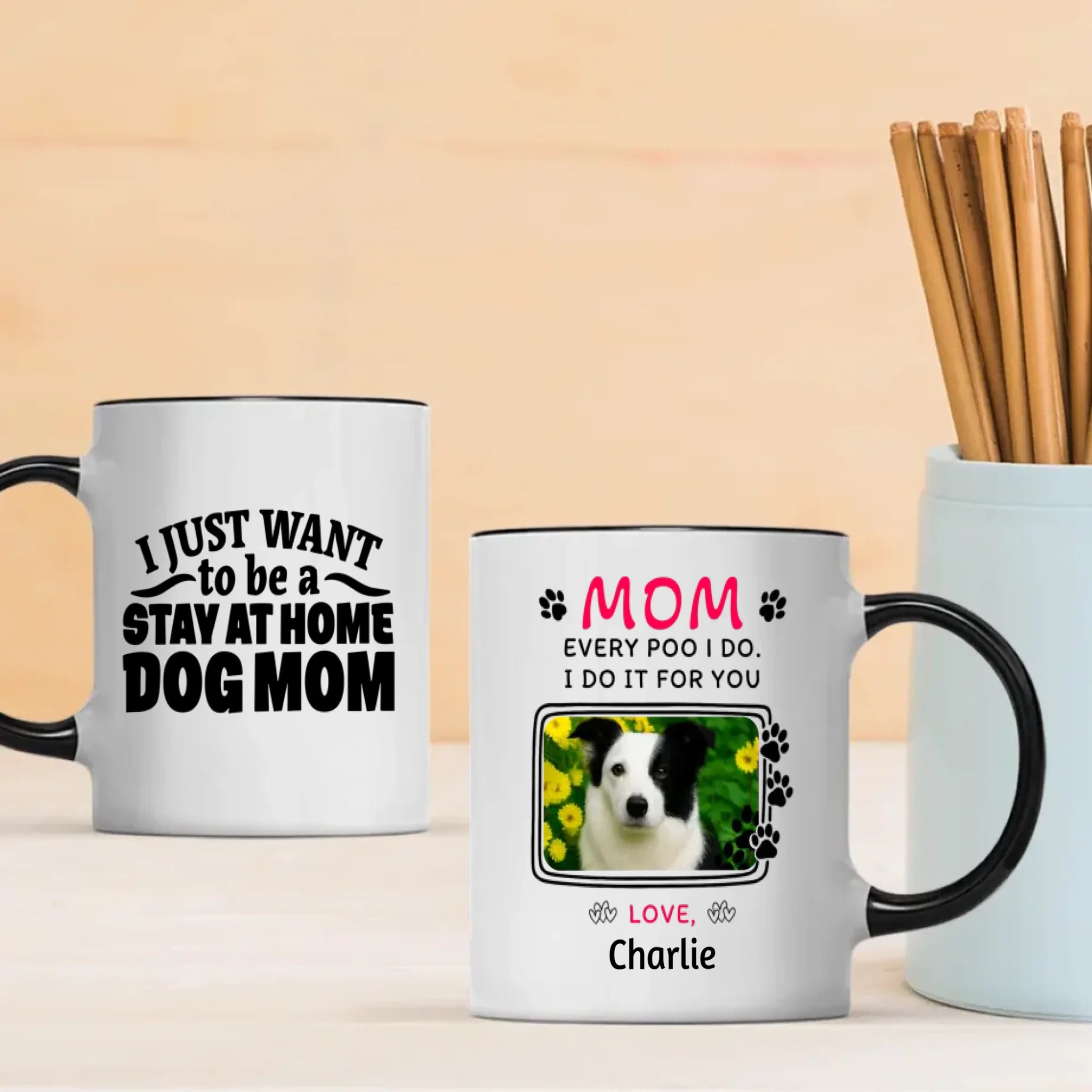 Personalized Dog Mug Mom – Custom Pet Photo & Name Stay at Home Dog Mom Gift – 89Prints