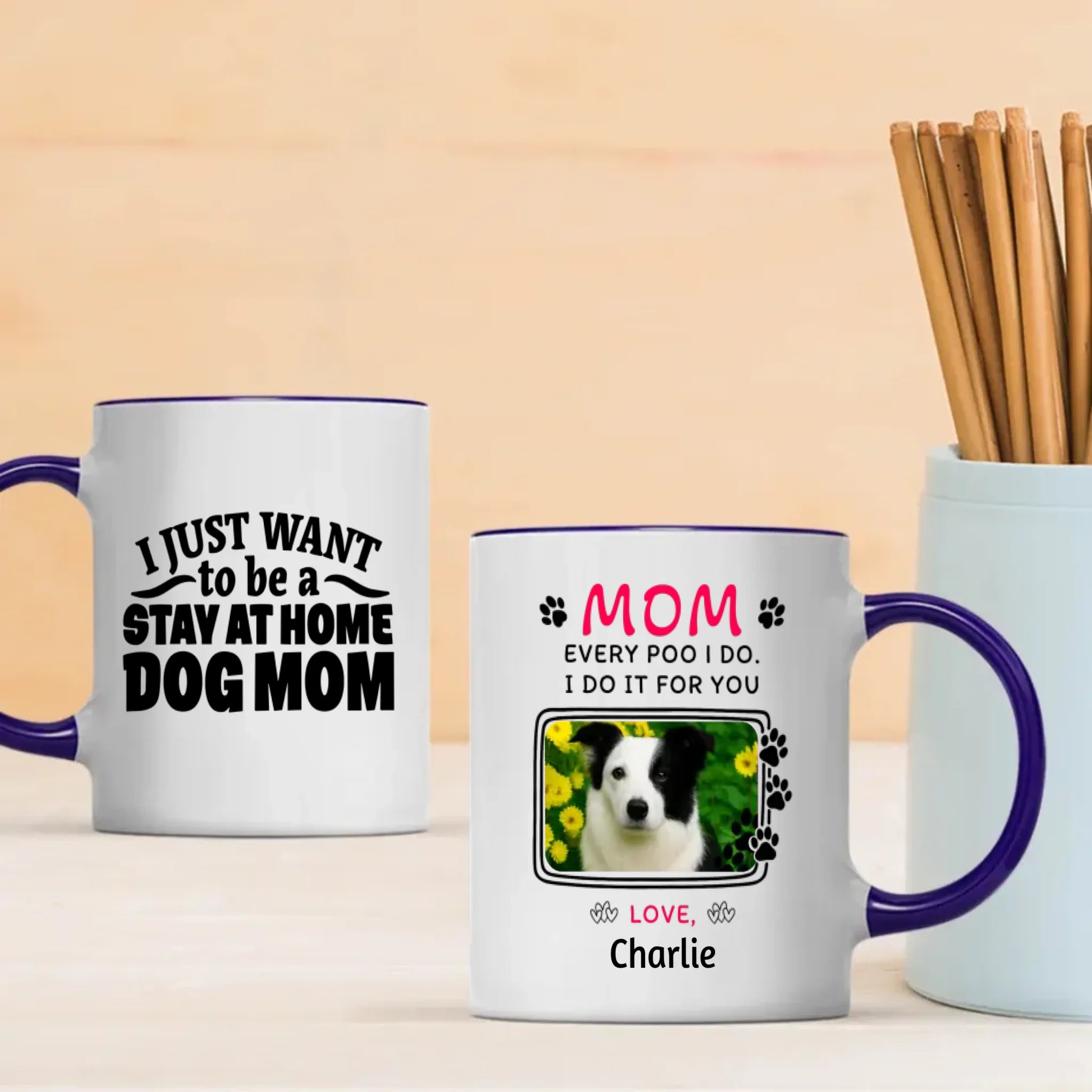 Personalized Dog Mug Mom – Custom Pet Photo & Name Stay at Home Dog Mom Gift – 89Prints