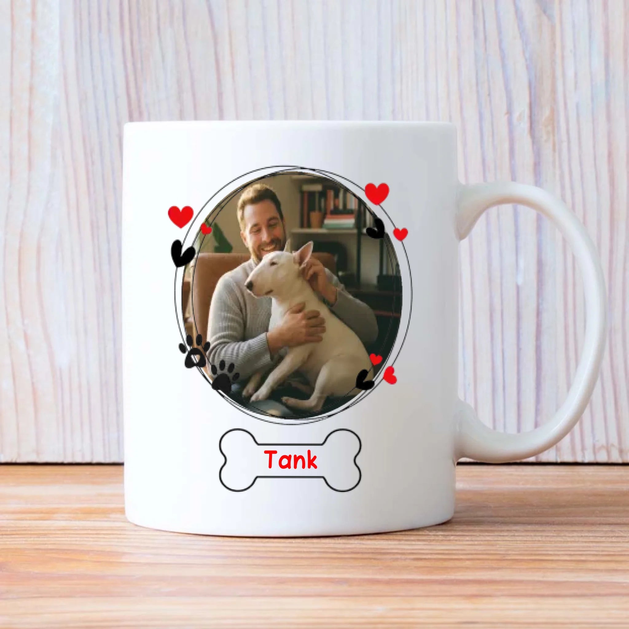 Personalized Bull Terrier Mug - Custom Round Frame with Photo and Name - 89Prints