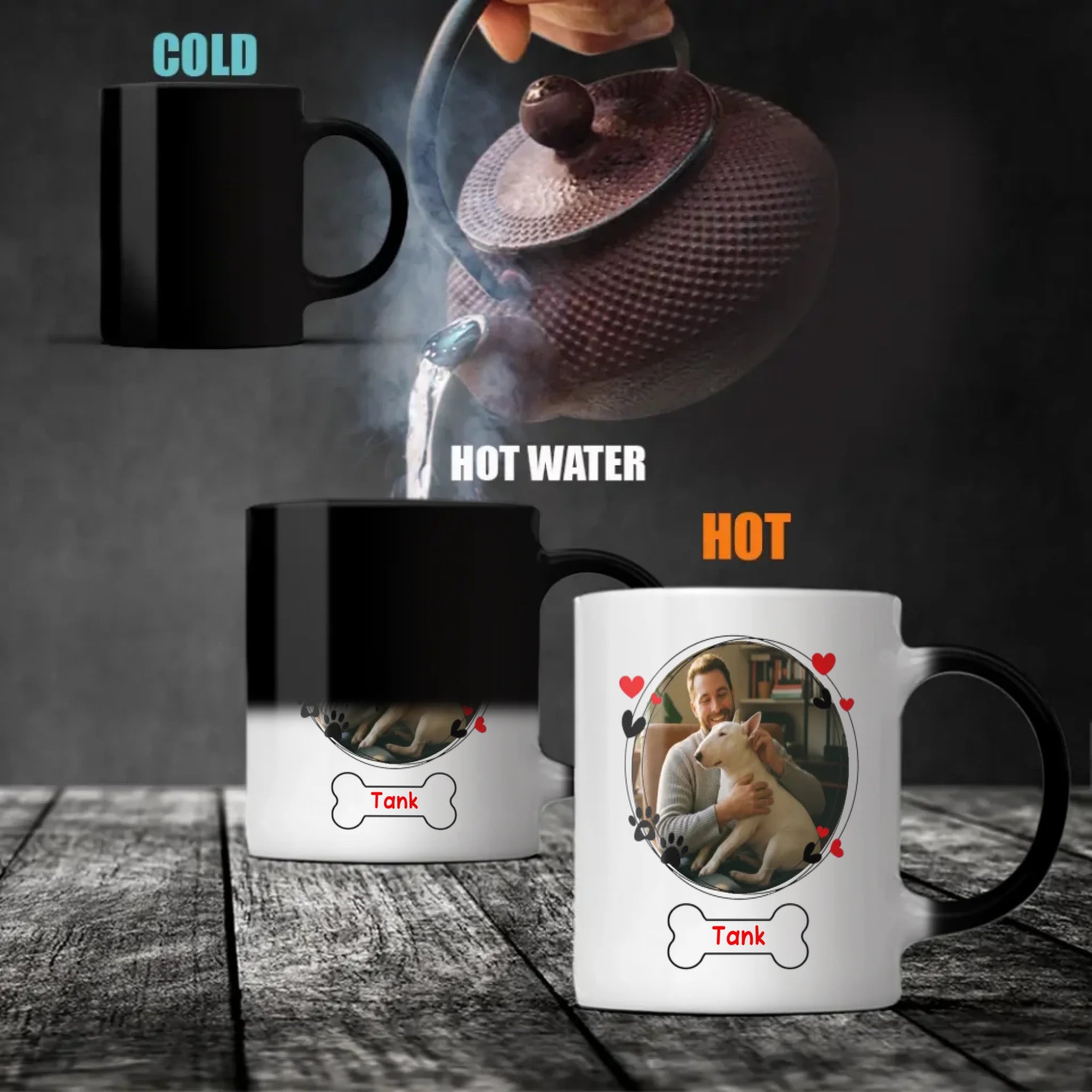 Personalized Bull Terrier Mug - Custom Round Frame with Photo and Name - 89Prints