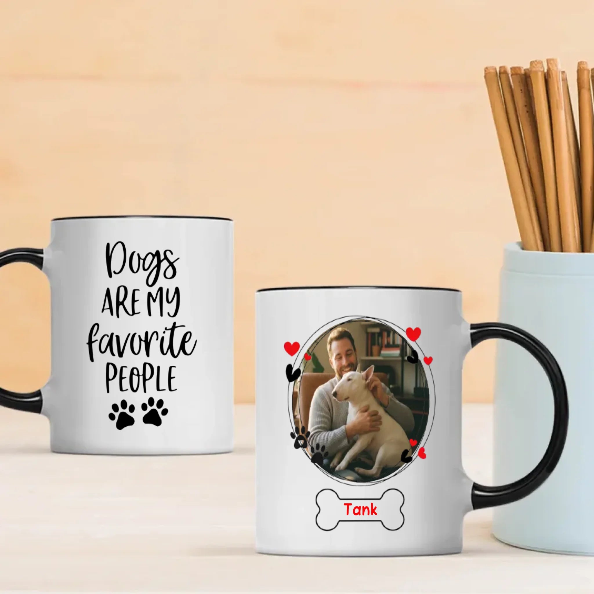 Personalized Bull Terrier Mug - Custom Round Frame with Photo and Name - 89Prints