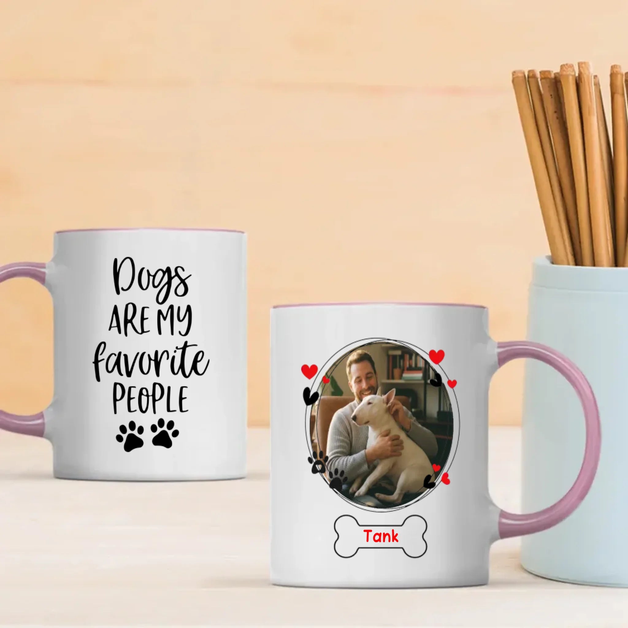 Personalized Bull Terrier Mug - Custom Round Frame with Photo and Name - 89Prints