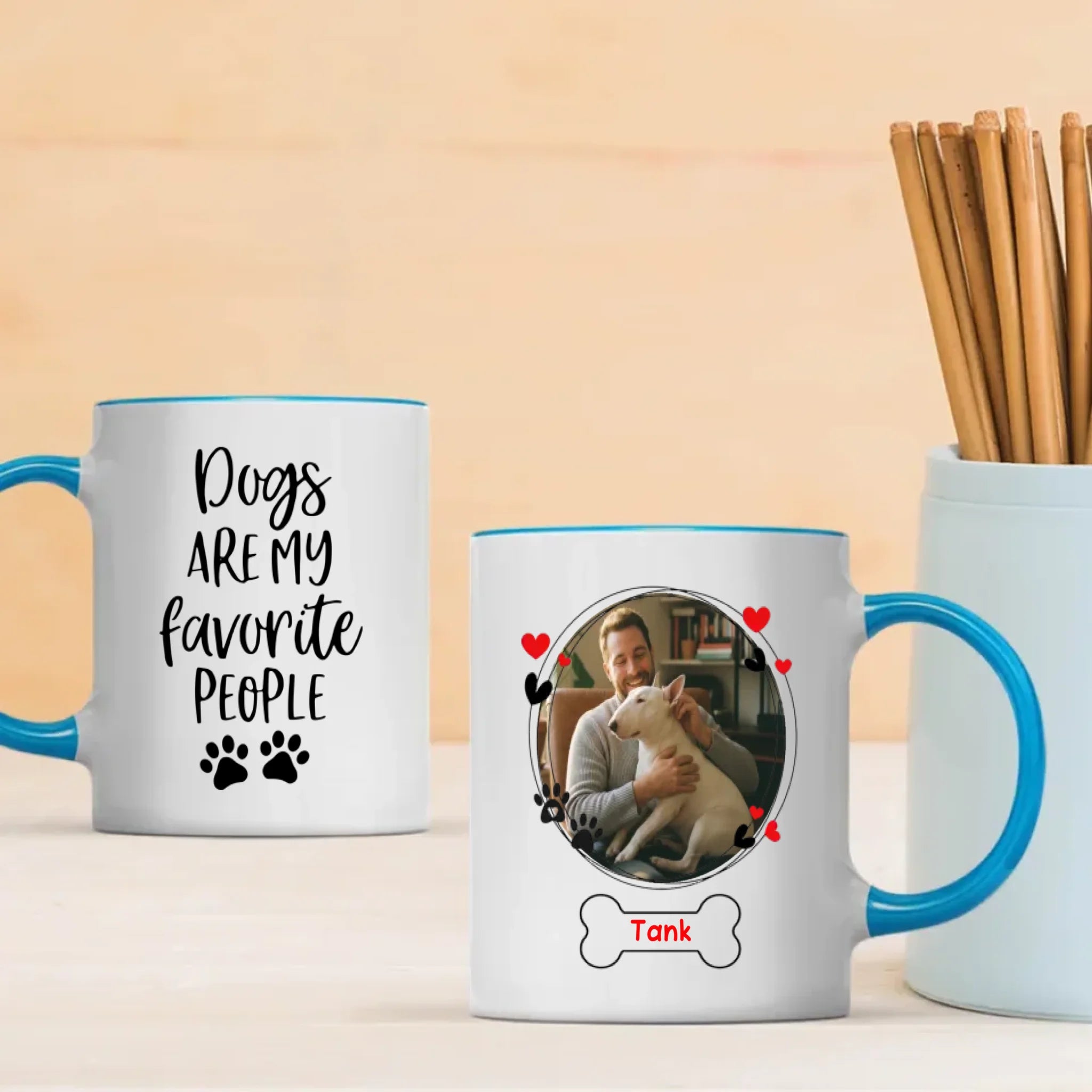 Personalized Bull Terrier Mug - Custom Round Frame with Photo and Name - 89Prints