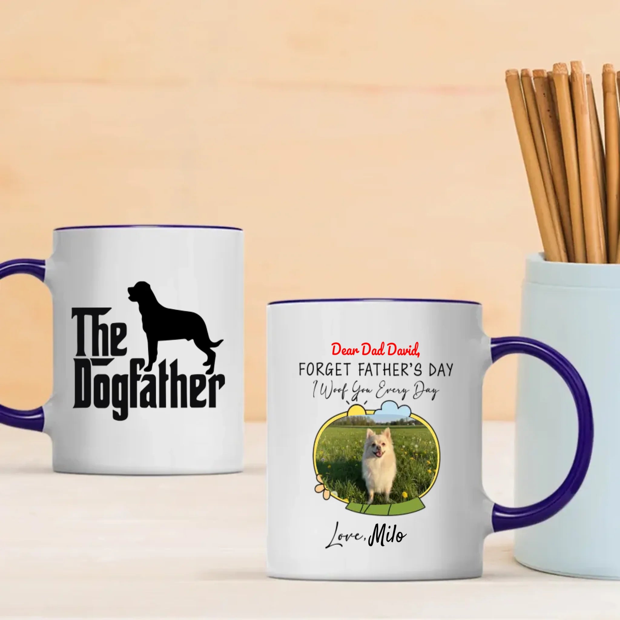 Personalized Pomeranian Mug – Custom Photo & Name Gift for Dog Dad 