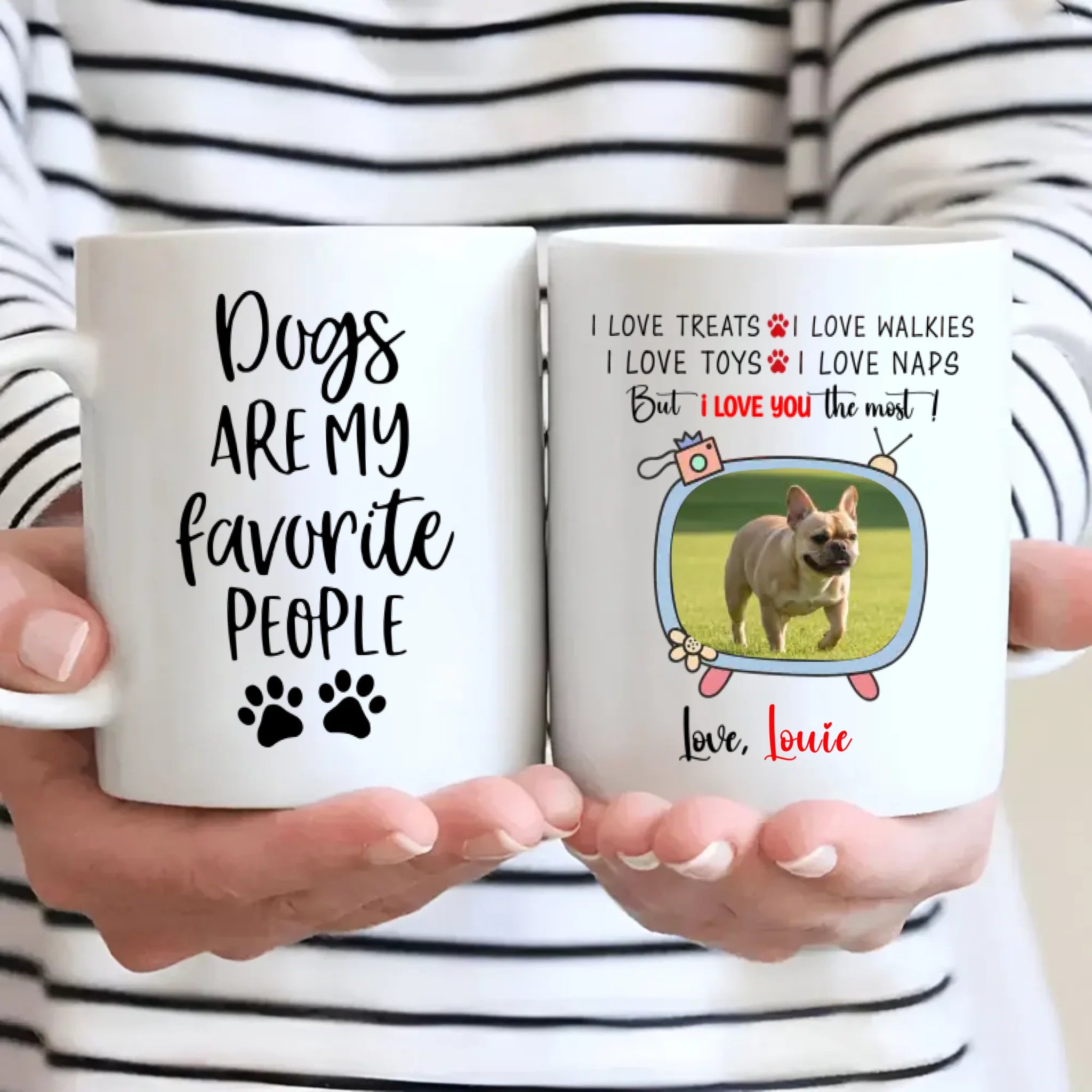 Personalized French Bulldog Mug With A Cute TV Shaped Photo Frame - 89Prints