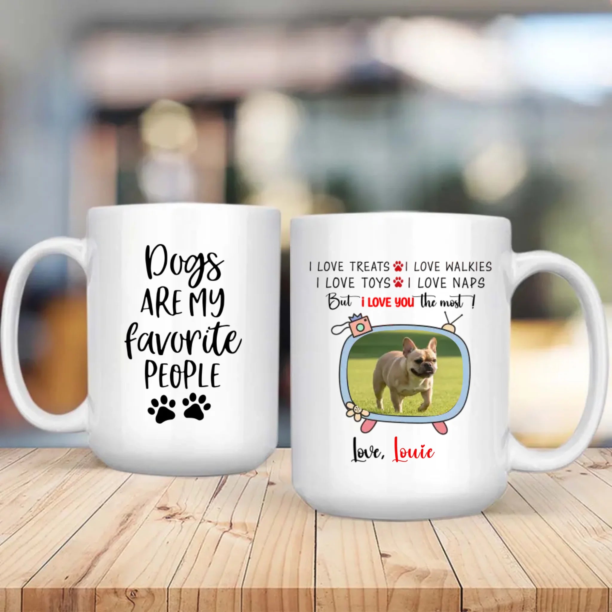 Personalized French Bulldog Mug With A Cute TV Shaped Photo Frame - 89Prints