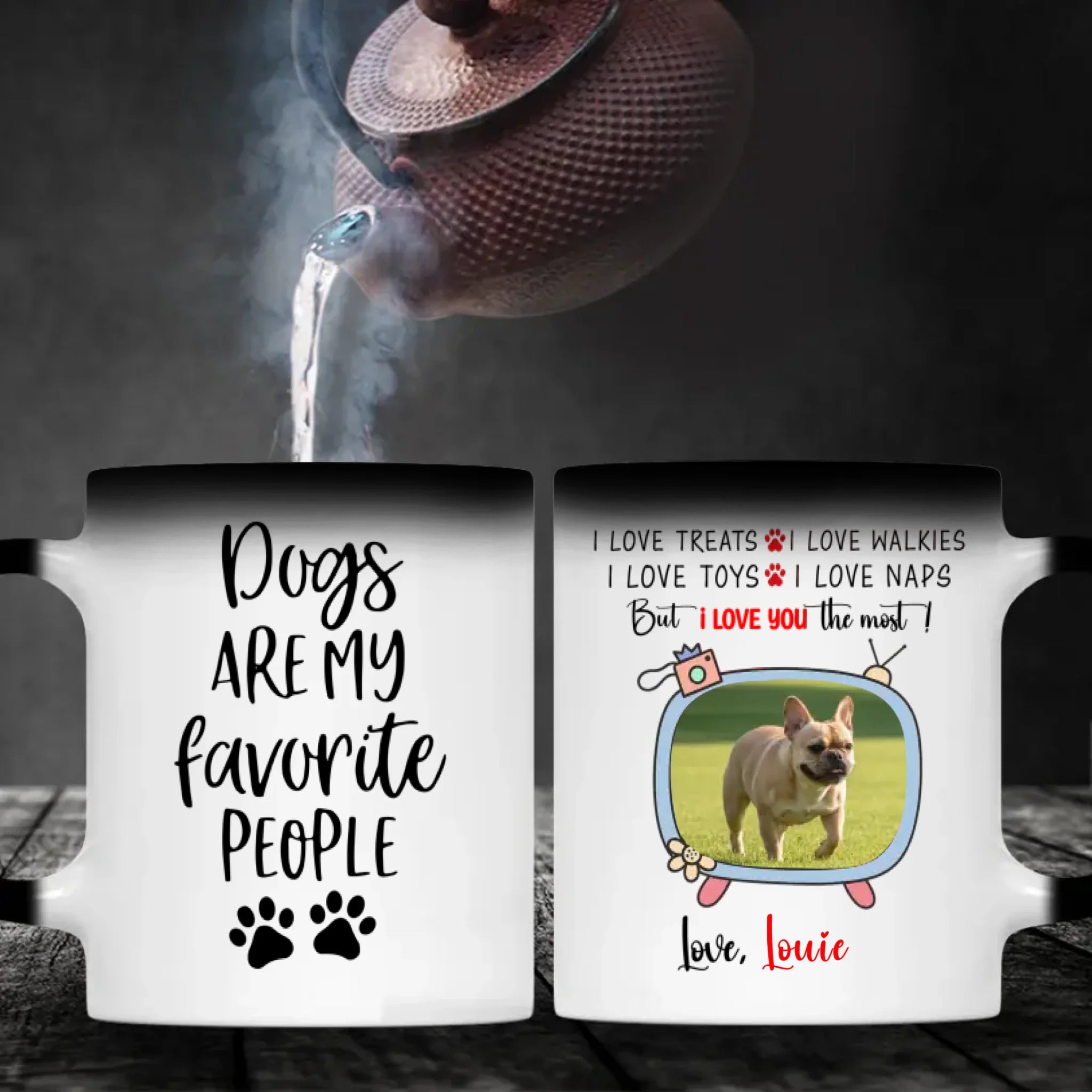 Personalized French Bulldog Mug With A Cute TV Shaped Photo Frame - 89Prints