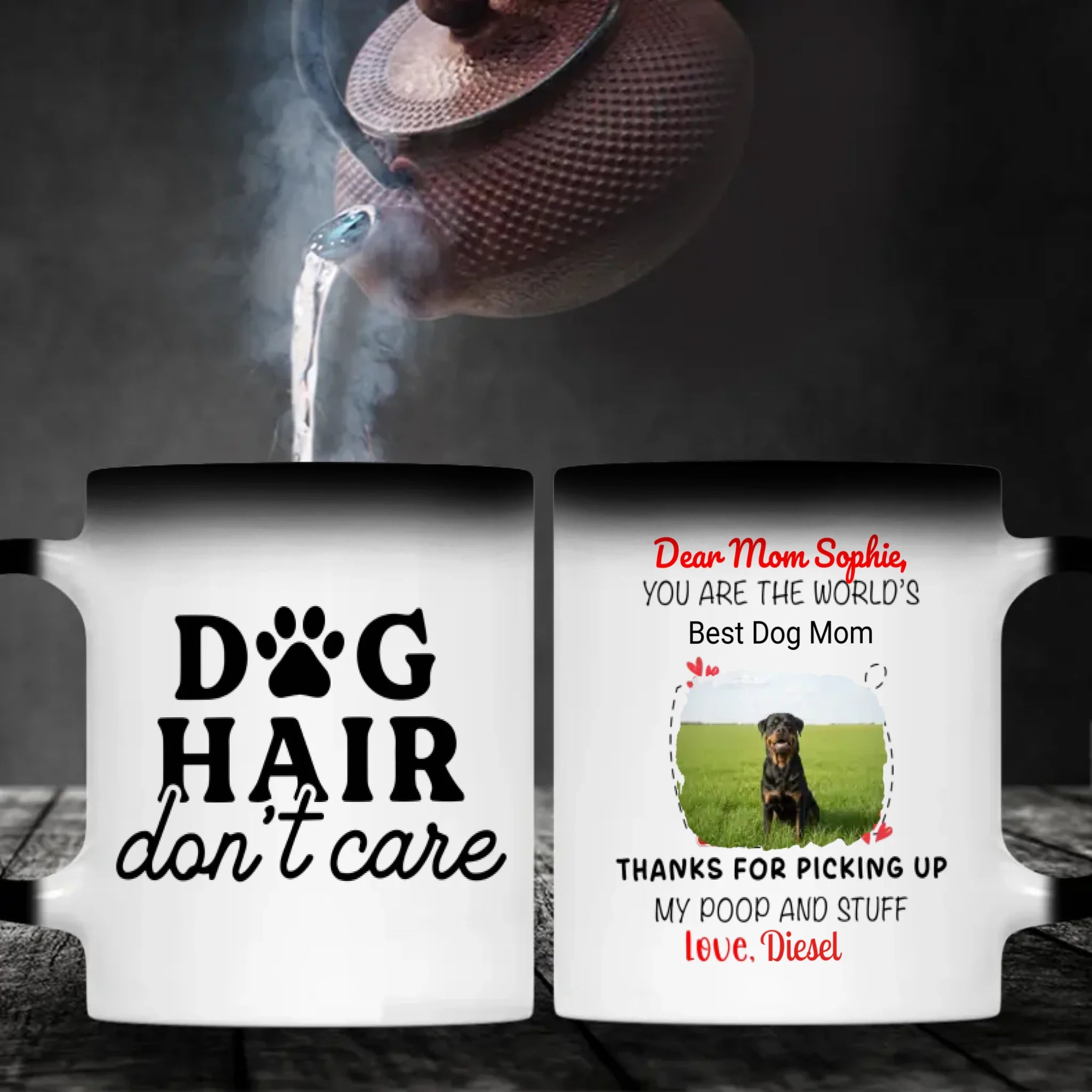 Personalized Rottweiler Dog Mug With A Cute Paw Print & Photo Frame - 89Prints