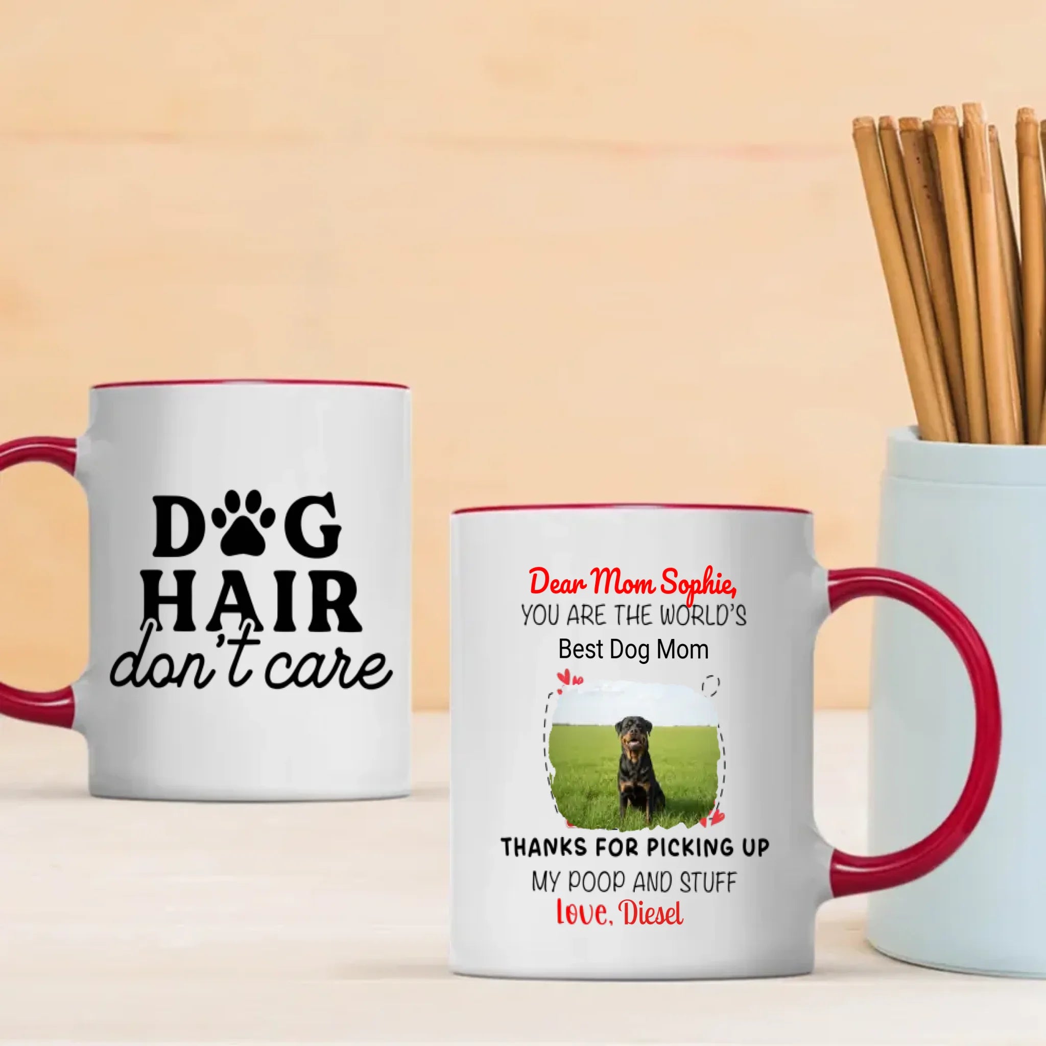 Personalized Rottweiler Dog Mug With A Cute Paw Print & Photo Frame - 89Prints