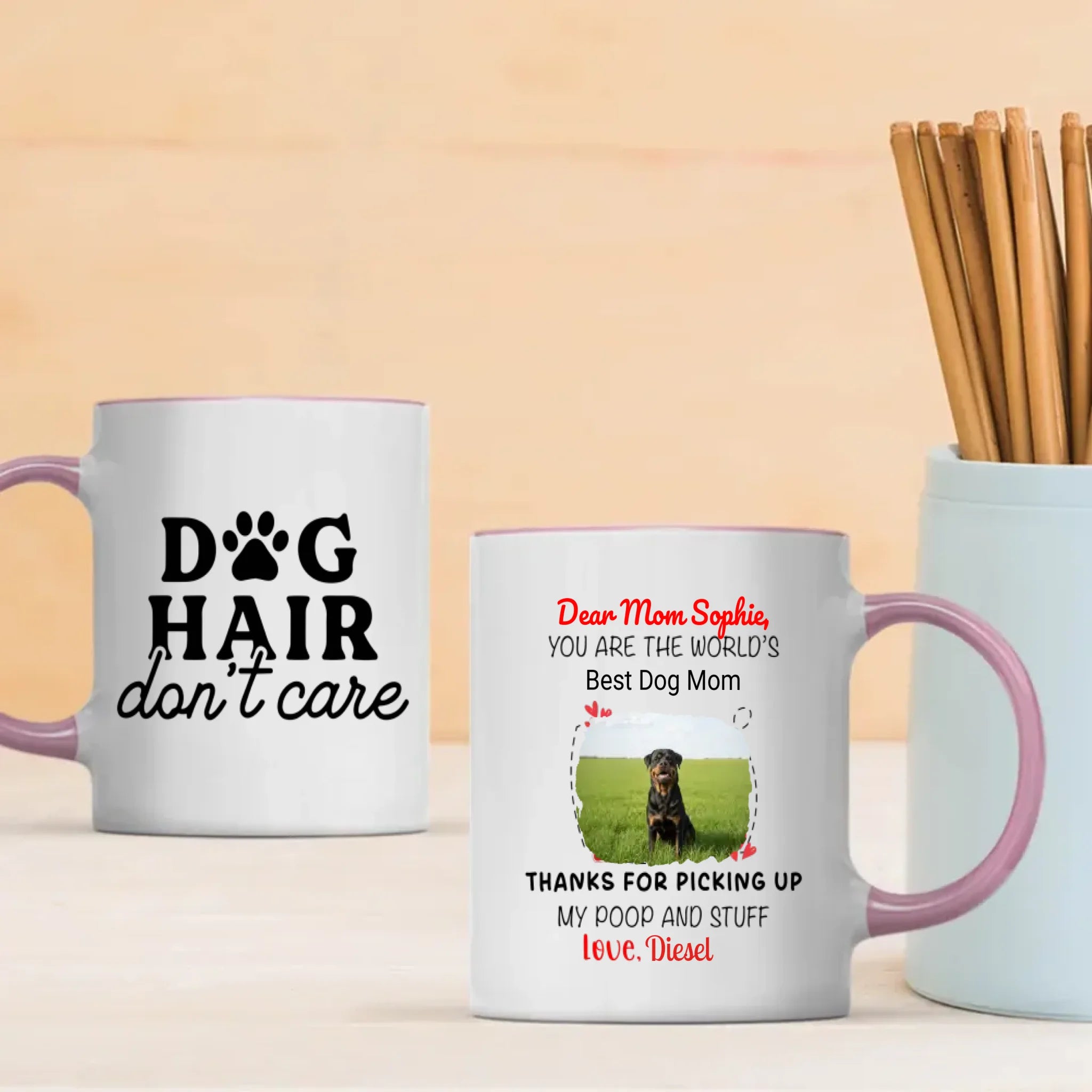 Personalized Rottweiler Dog Mug With A Cute Paw Print & Photo Frame - 89Prints