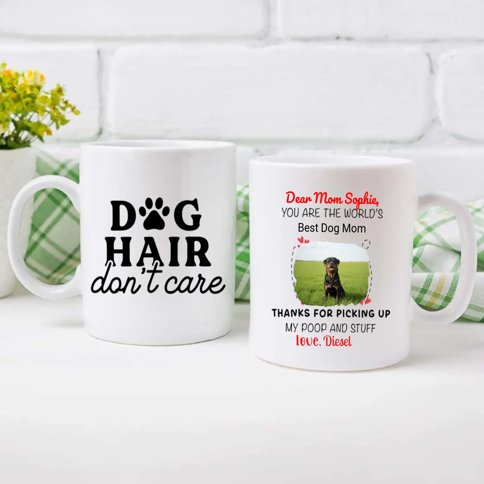 Personalized Rottweiler Dog Mug With A Cute Paw Print & Photo Frame - 89Prints