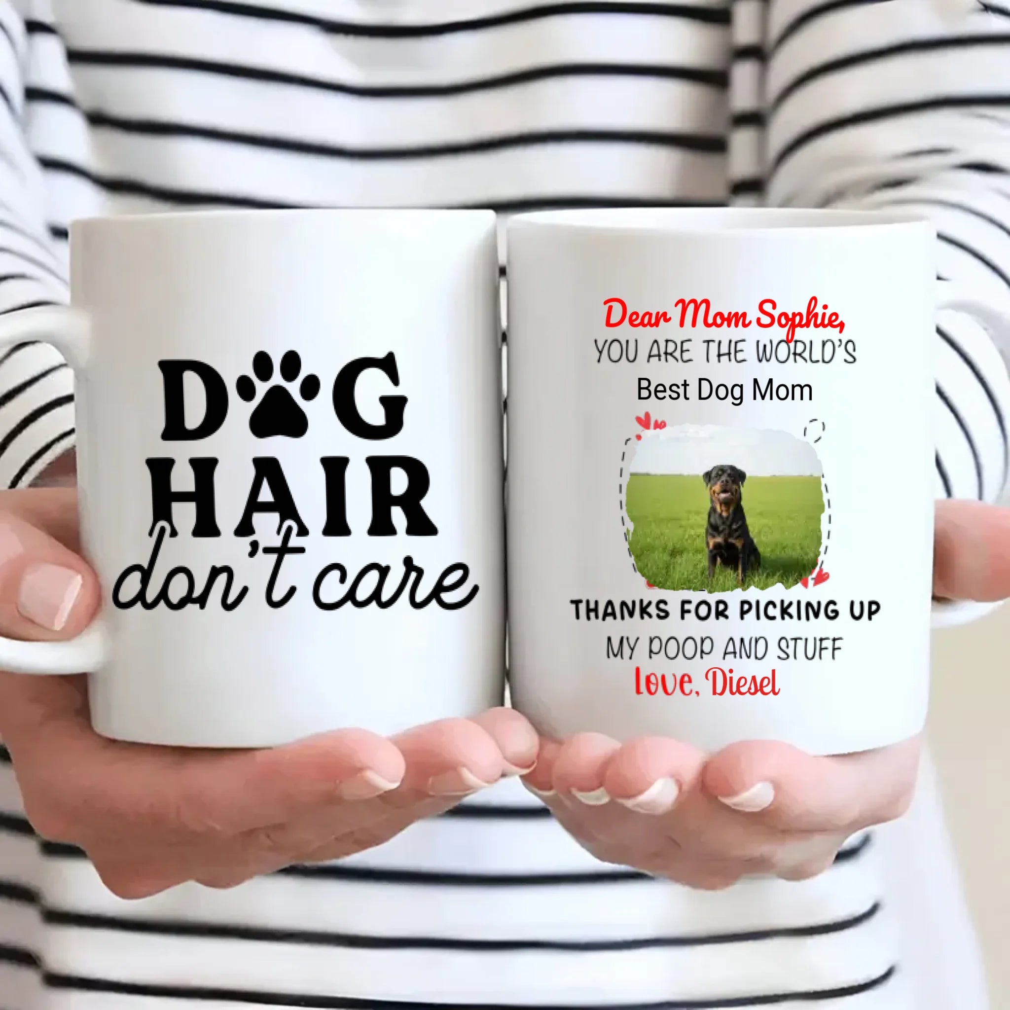 Personalized Rottweiler Dog Mug With A Cute Paw Print & Photo Frame - 89Prints