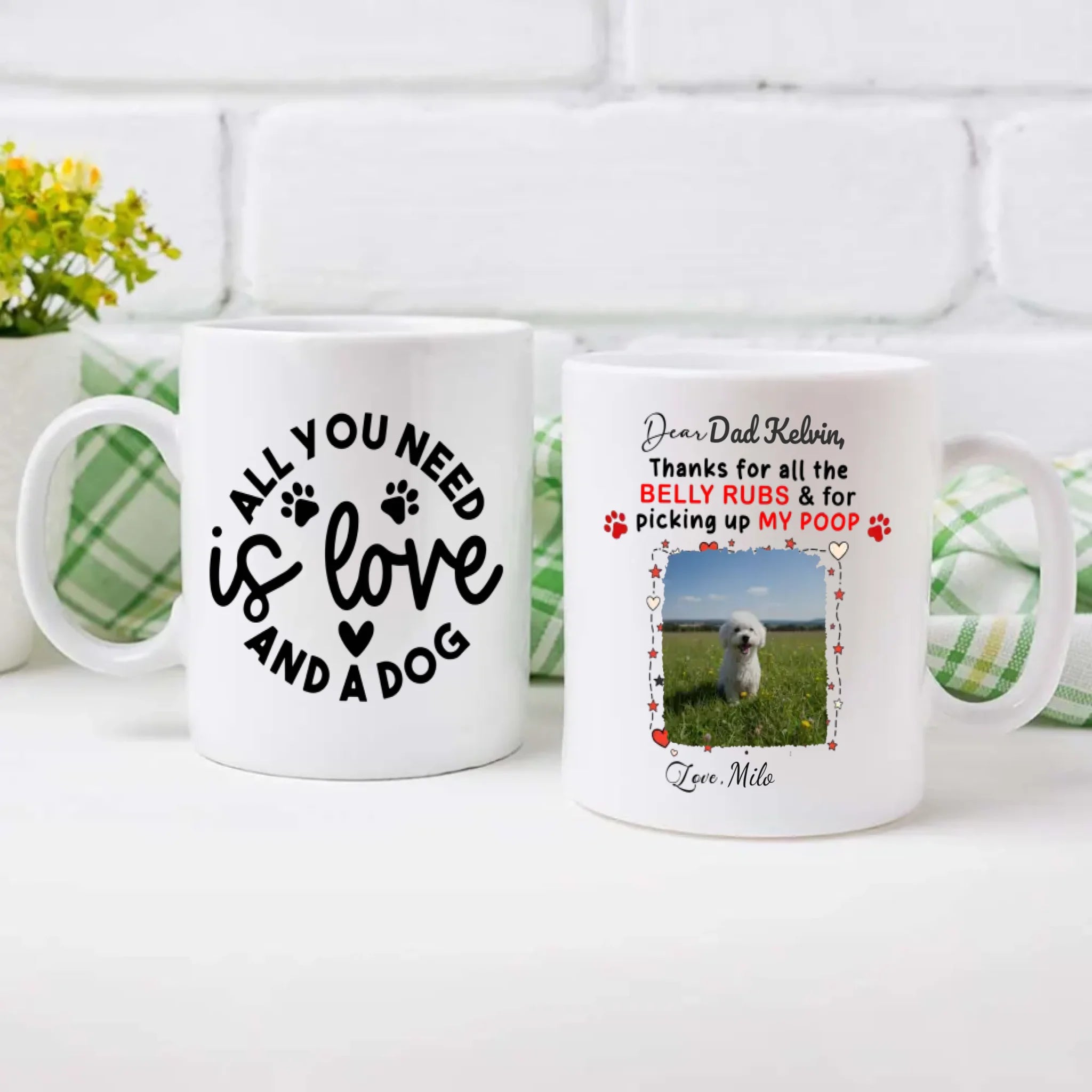 Personalized Bichon Frise Dog Mug With A Cute TV Shaped Photo Frame - 89Prints