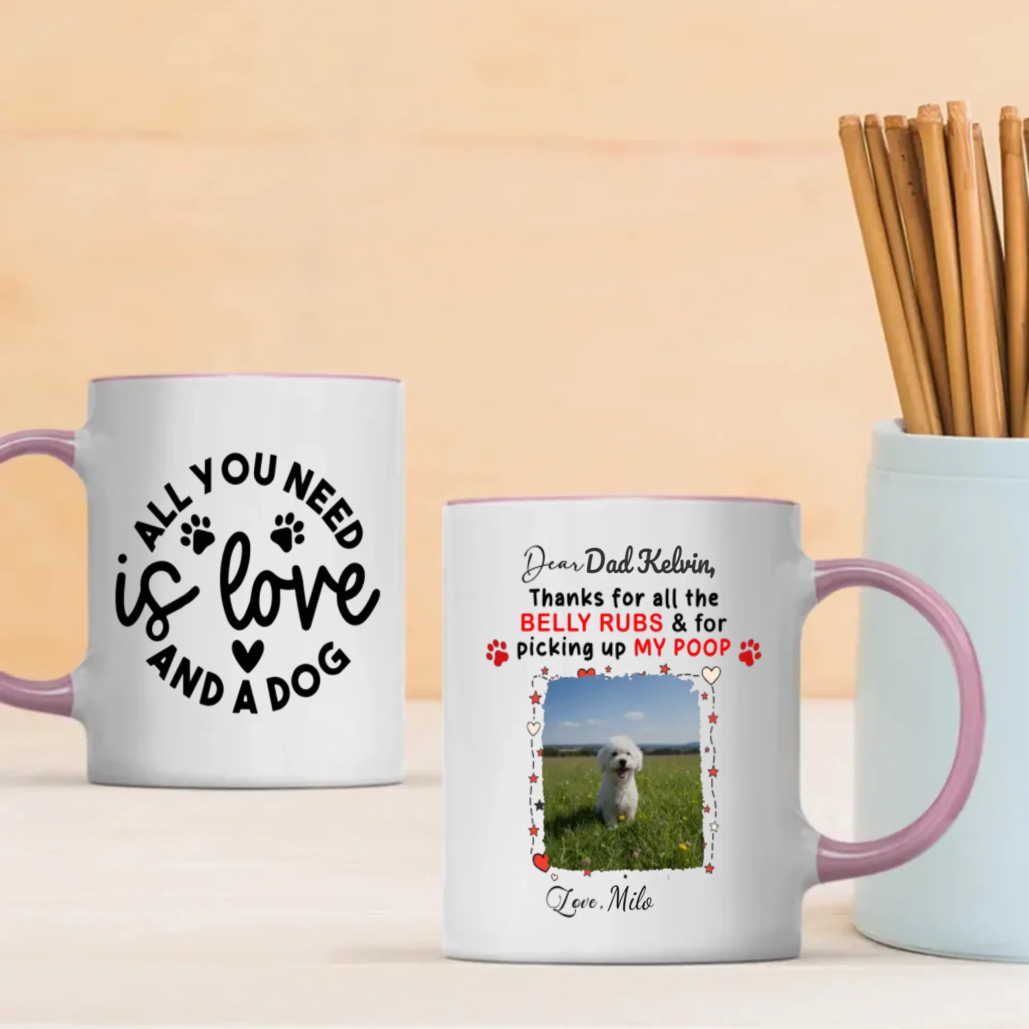 Personalized Bichon Frise Dog Mug With A Cute TV Shaped Photo Frame - 89Prints