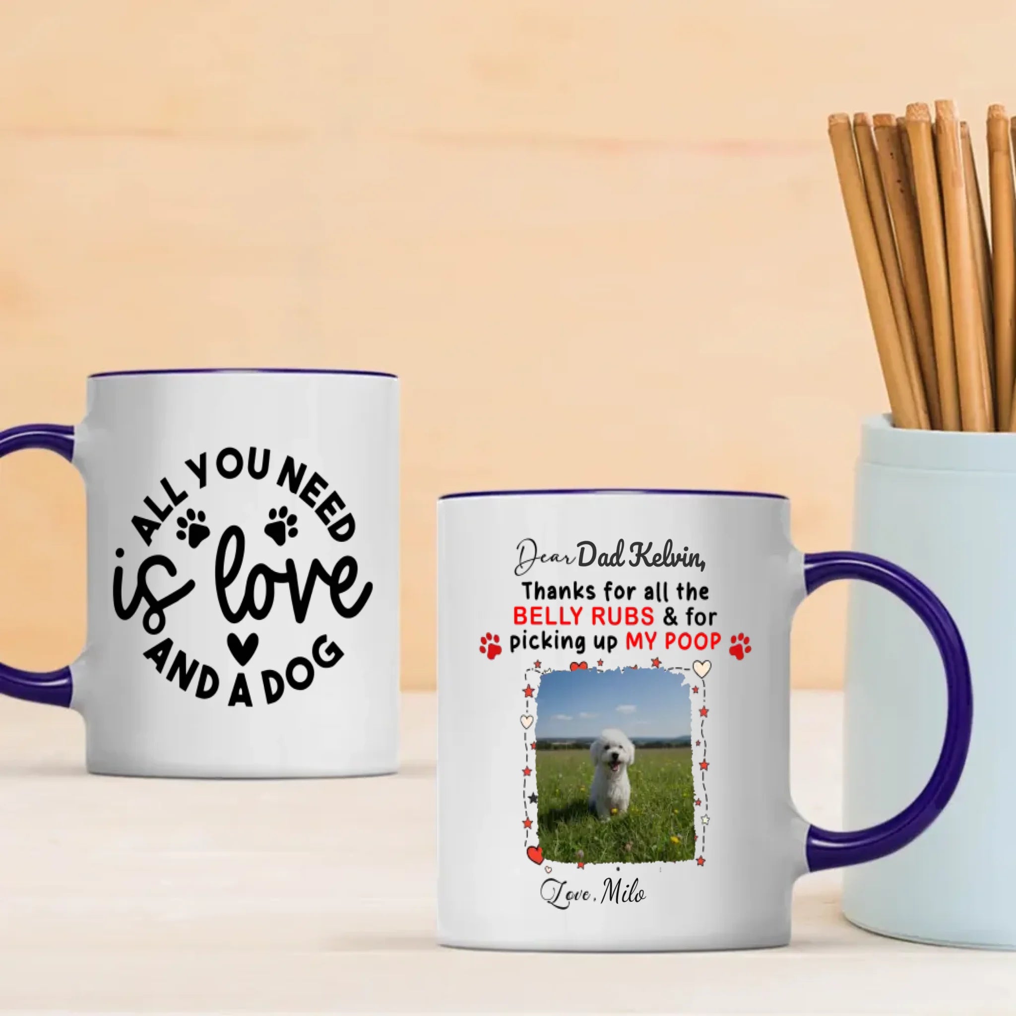 Personalized Bichon Frise Dog Mug With A Cute TV Shaped Photo Frame - 89Prints