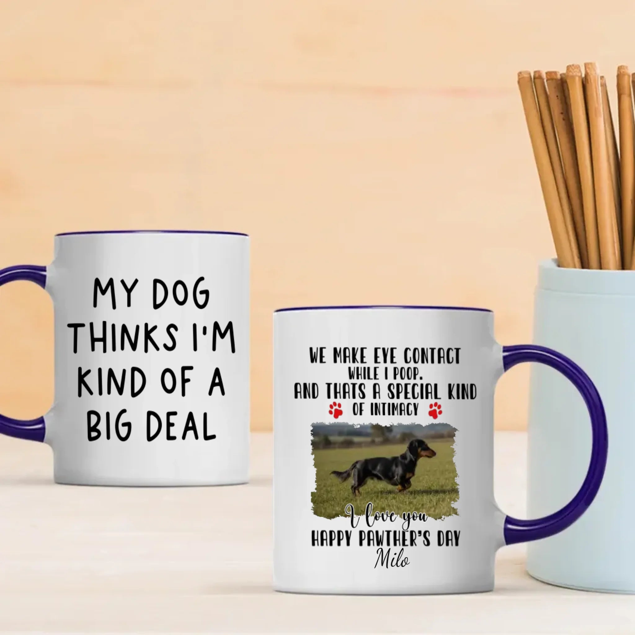 Custom Dachshund & Dog Lover Mug With A Cute Photo Frame - 89Prints