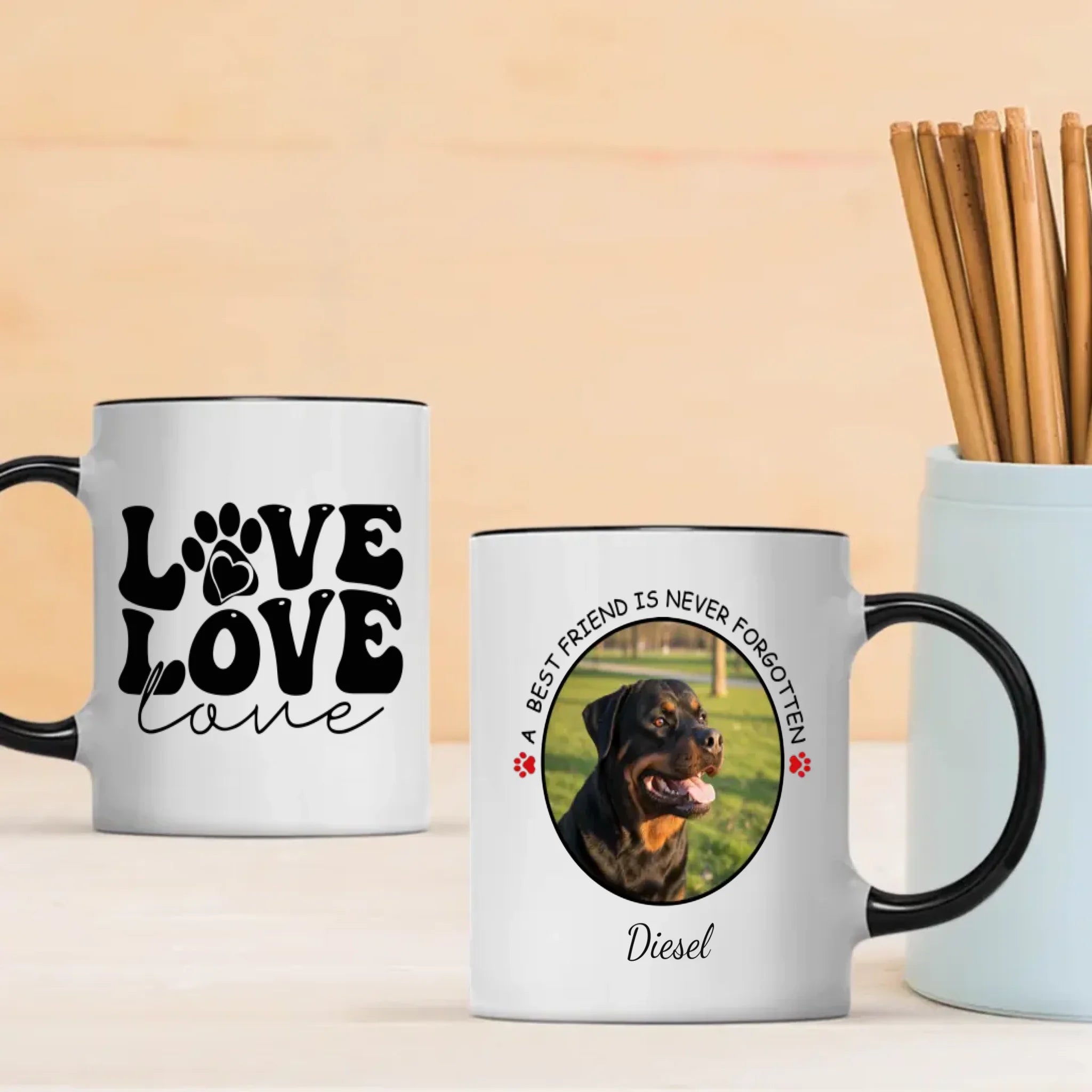 Custom Rottweiler & Dog Lover Mug With A Cute Photo Frame - 89Prints
