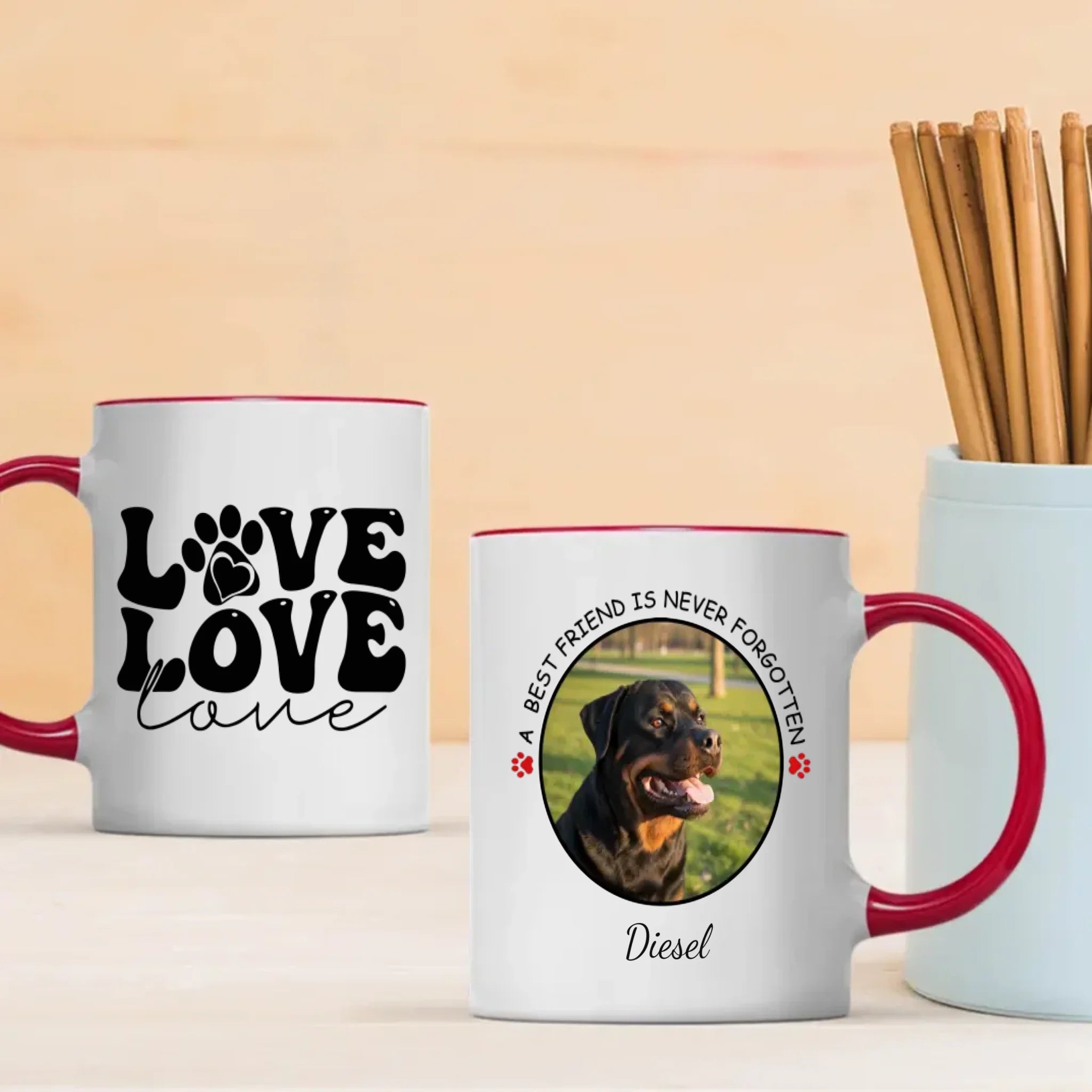 Custom Rottweiler & Dog Lover Mug With A Cute Photo Frame - 89Prints
