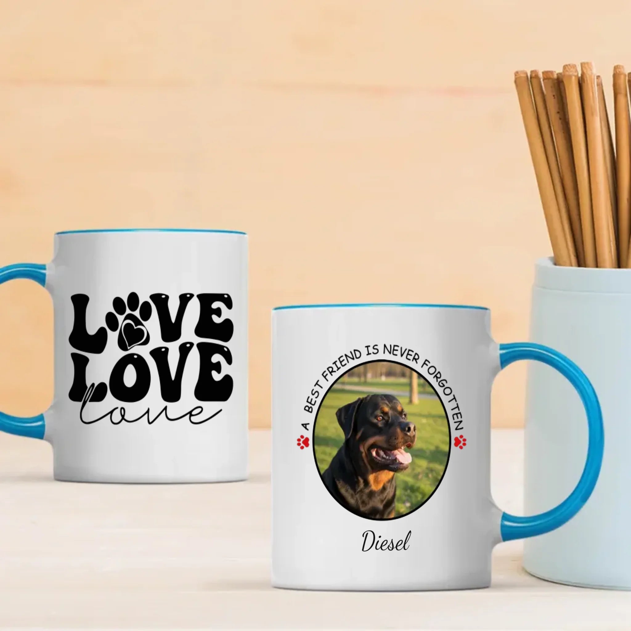 Custom Rottweiler & Dog Lover Mug With A Cute Photo Frame - 89Prints