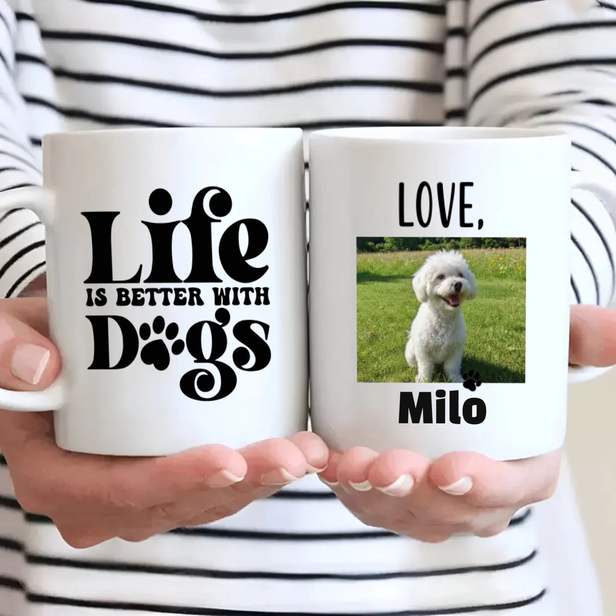 Customized Bichon Frise Mug With Photo For Dog Lovers - Life Is Better With Dogs - 89Prints
