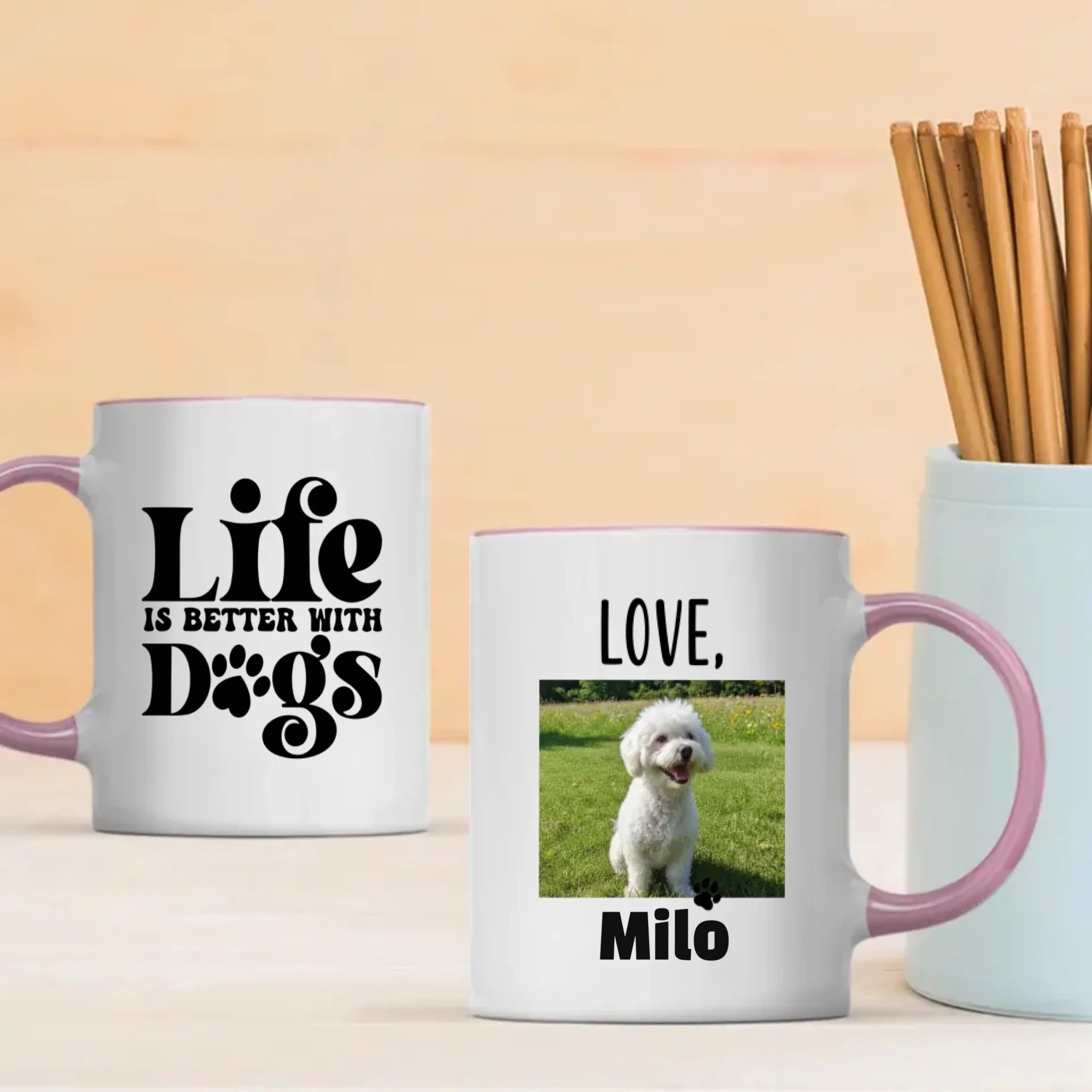 Customized Bichon Frise Mug With Photo For Dog Lovers - Life Is Better With Dogs - 89Prints