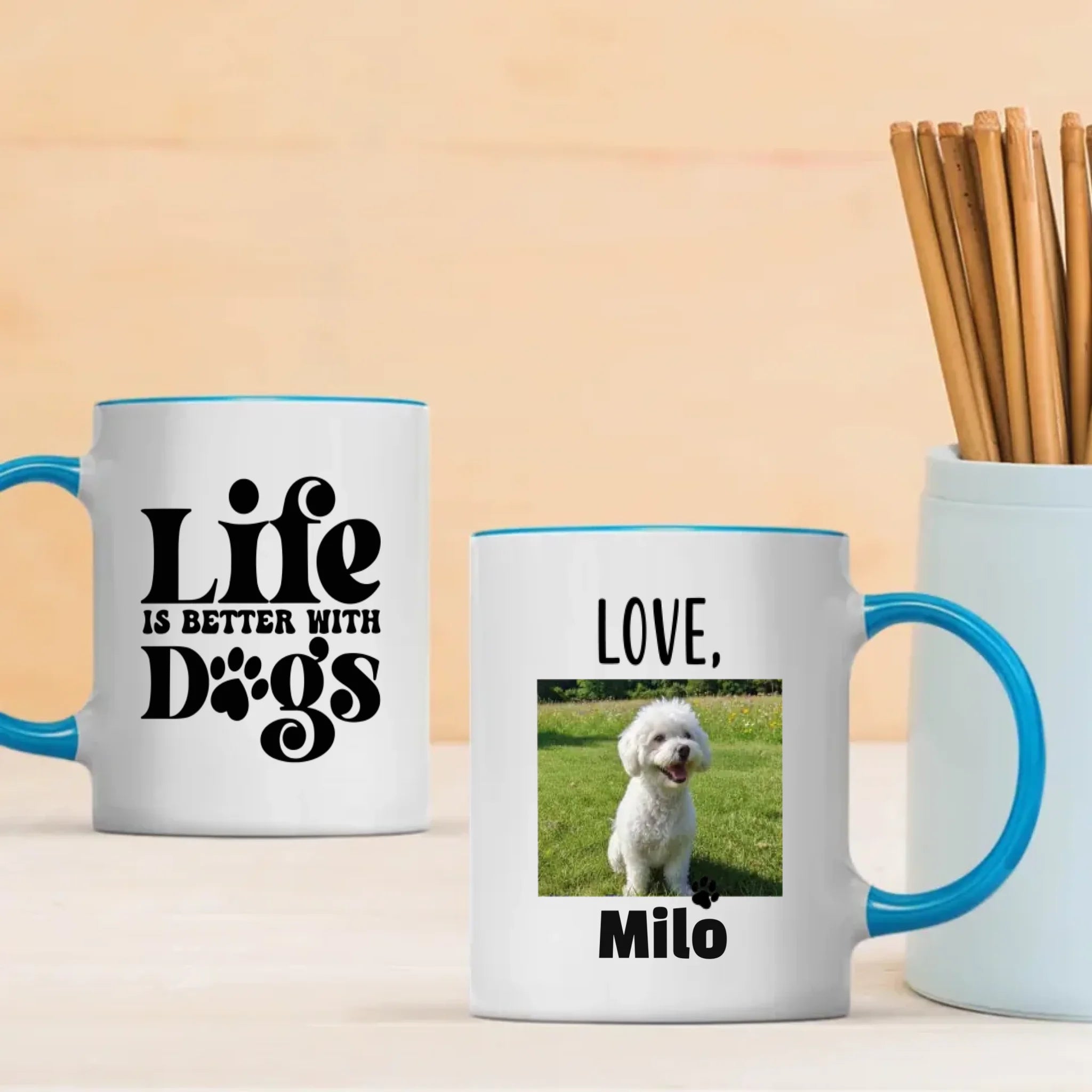 Customized Bichon Frise Mug With Photo For Dog Lovers - Life Is Better With Dogs - 89Prints
