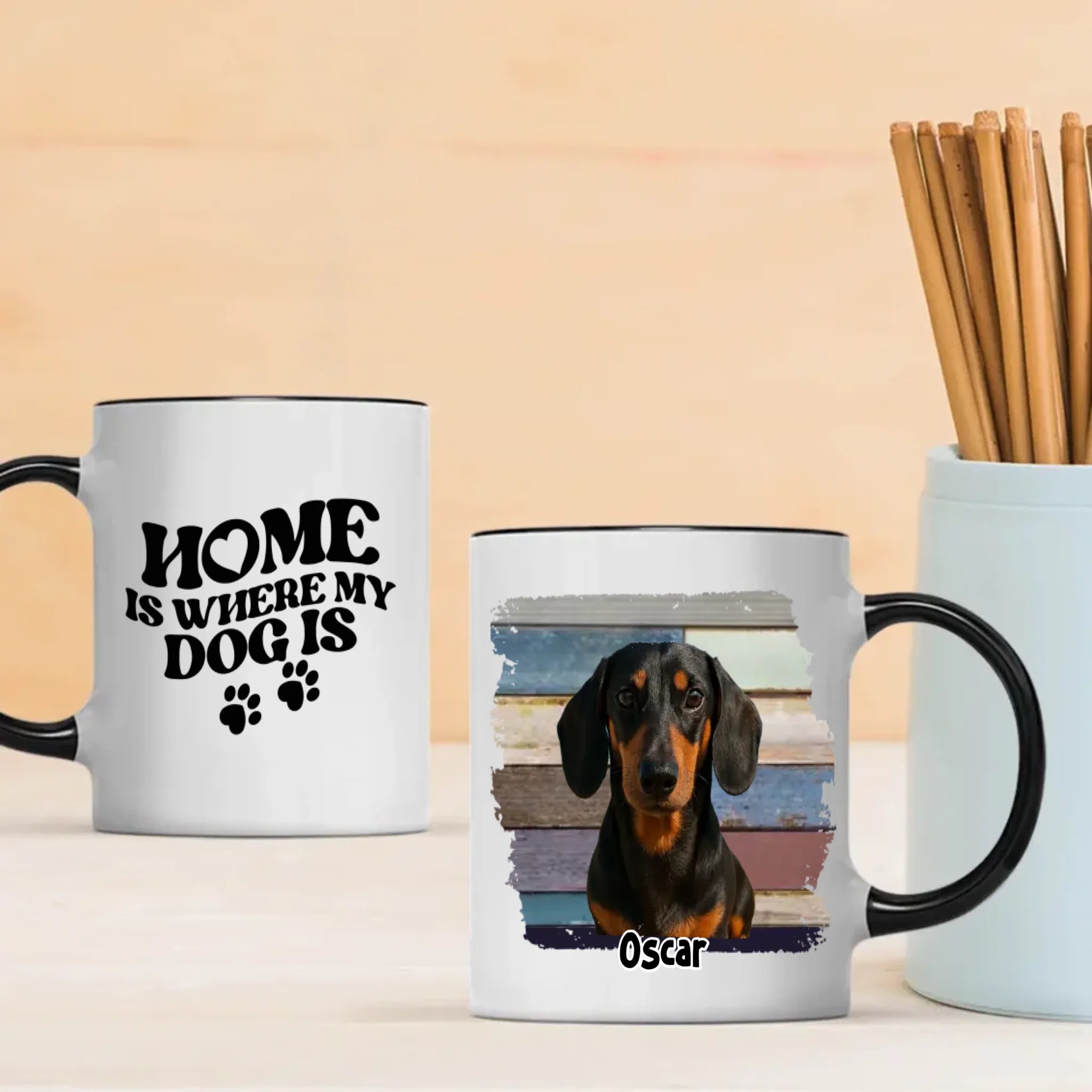 Personalized Dachshund Photo Mug - Home Is Where My Dog Is Custom Gift - 89Prints
