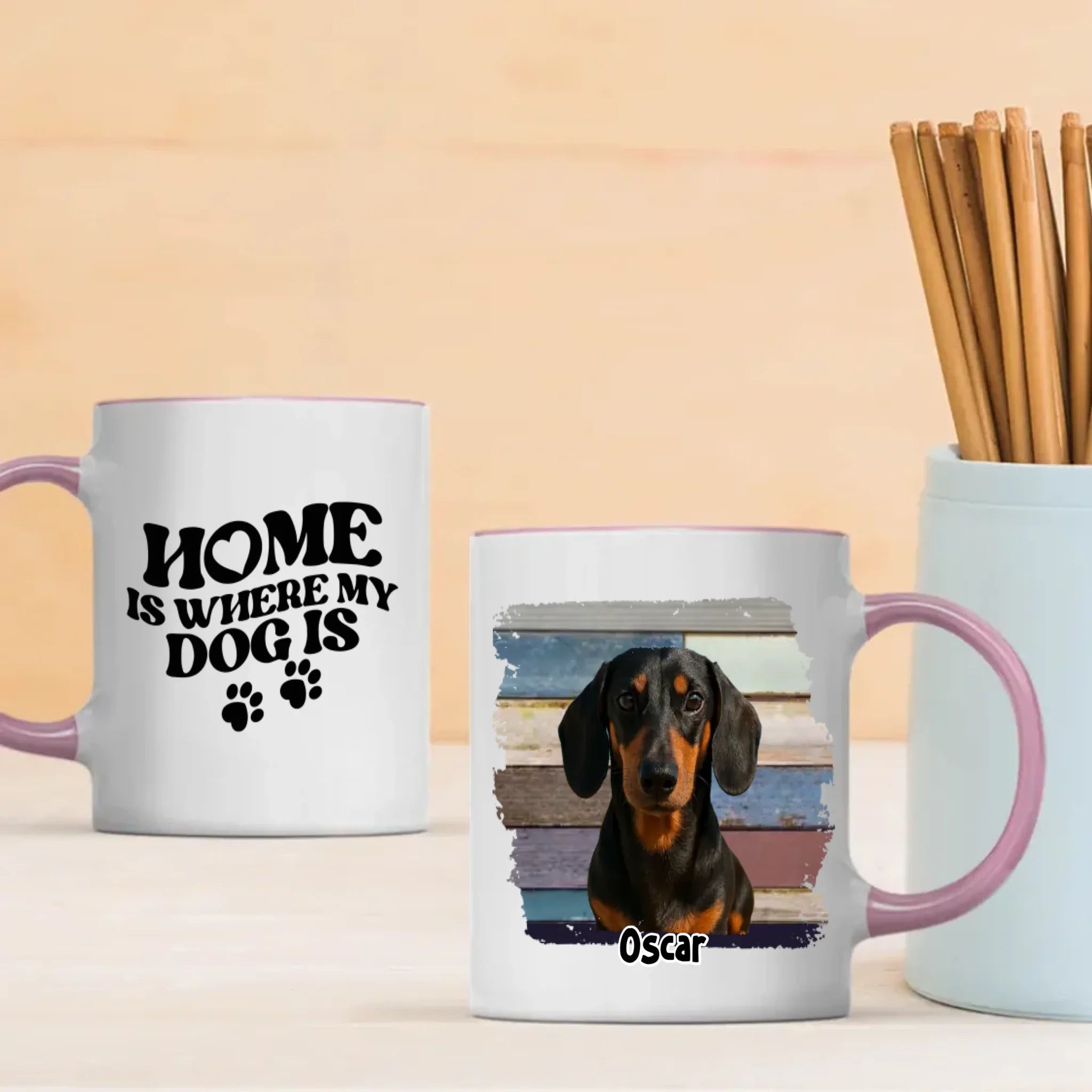 Personalized Dachshund Photo Mug - Home Is Where My Dog Is Custom Gift - 89Prints