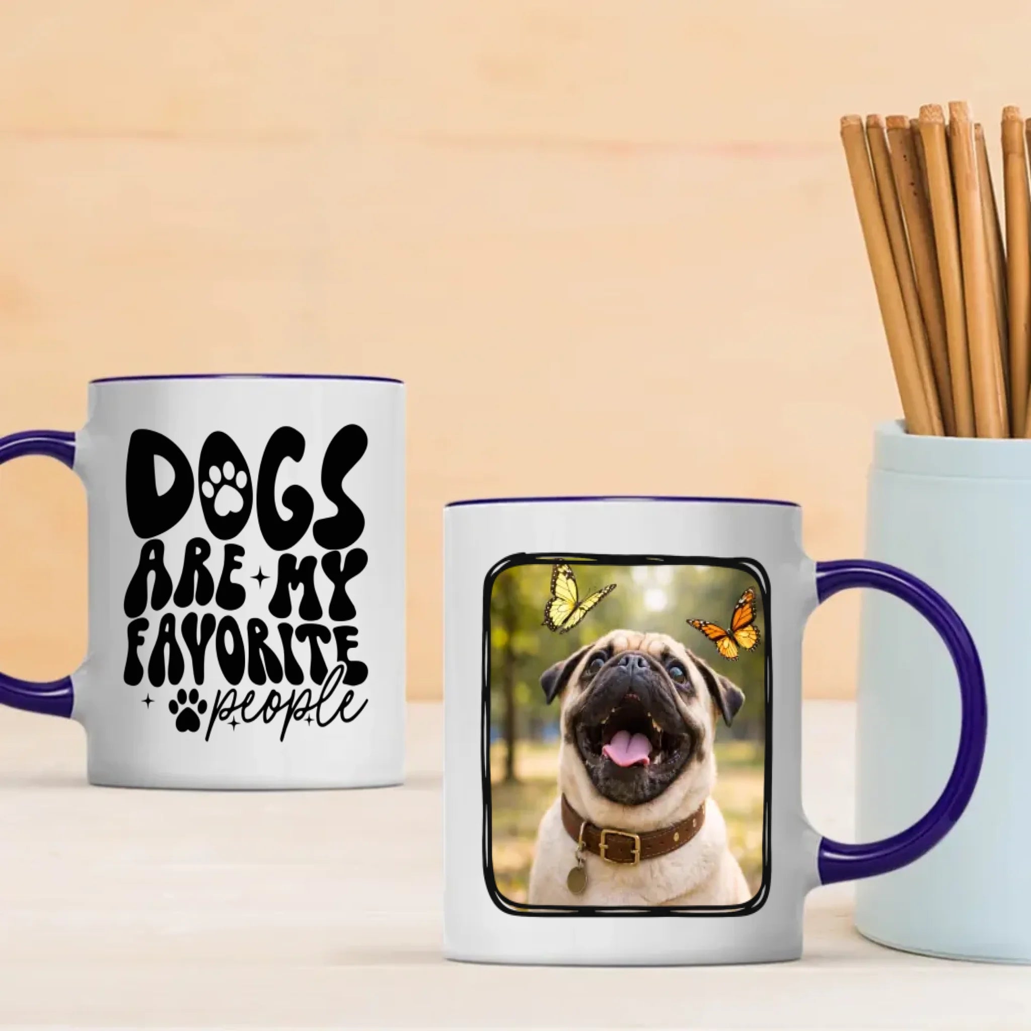 Custom Pug Mug With Photo - Dogs Are My Favorite People Personalized Gift - 89Prints