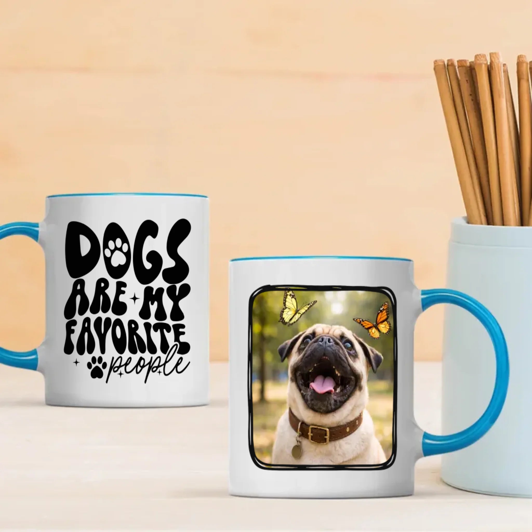 Custom Pug Mug With Photo - Dogs Are My Favorite People Personalized Gift - 89Prints
