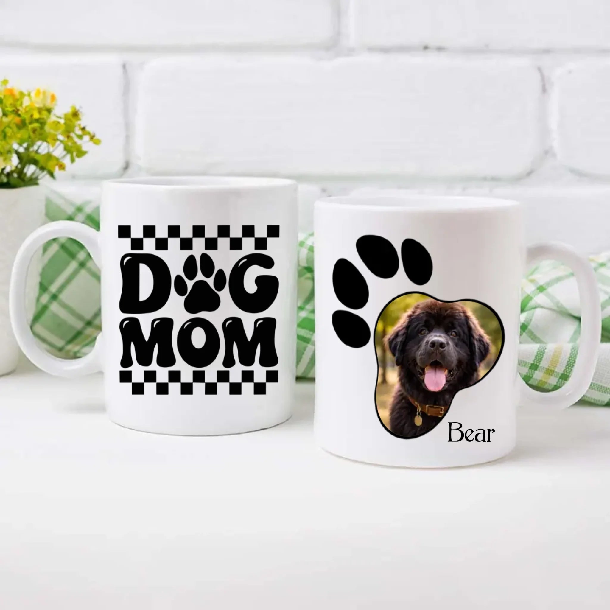 Personalized Newfoundland Photo Mug - Custom Paw Print And Name - 89Prints