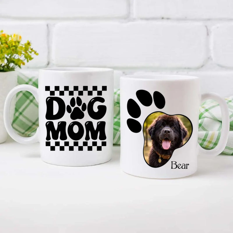 Personalized Newfoundland Photo Mug - Custom Paw Print And Name - 89Prints