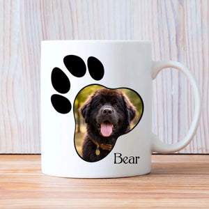Personalized Newfoundland Photo Mug - Custom Paw Print And Name - 89Prints