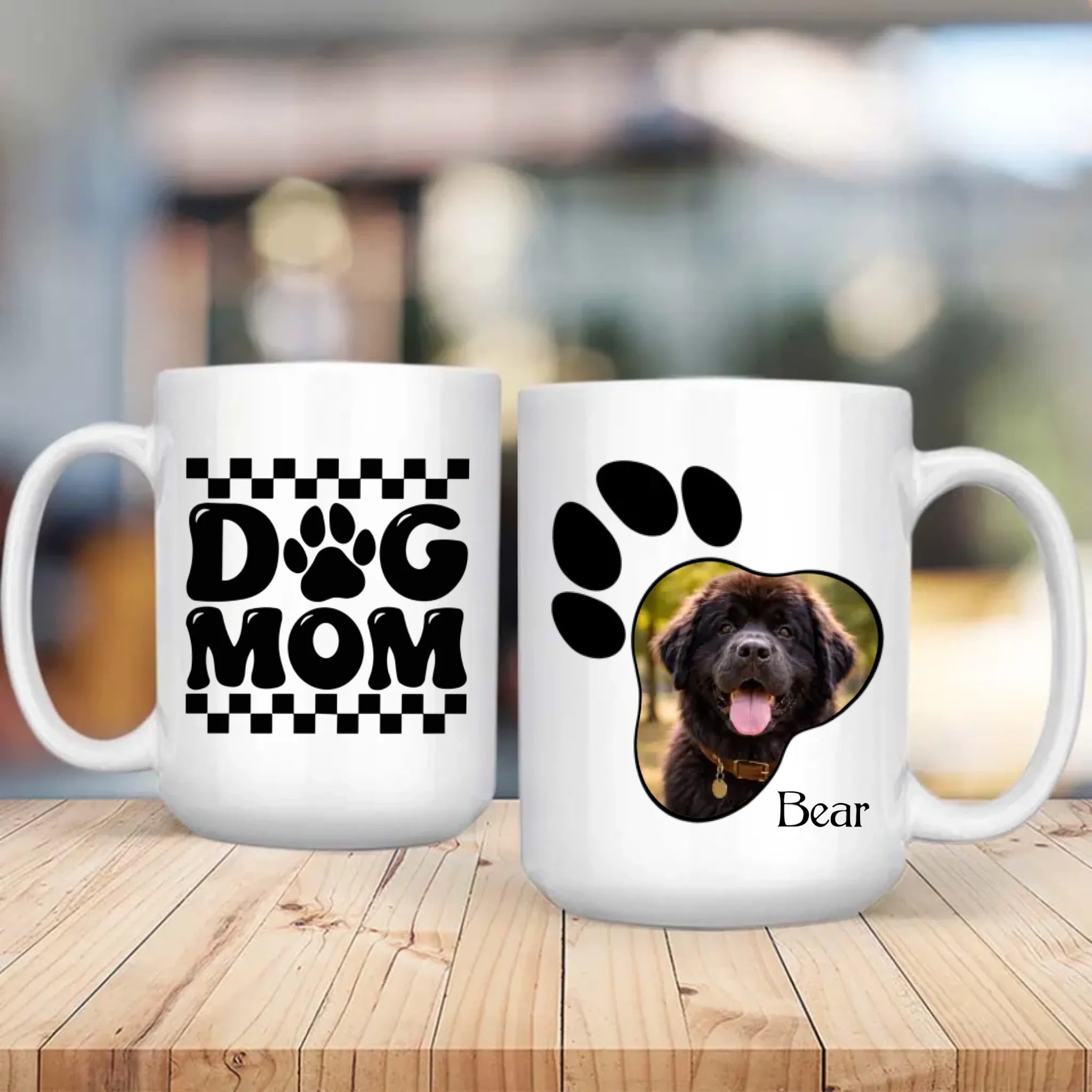 Personalized Newfoundland Photo Mug - Custom Paw Print And Name - 89Prints