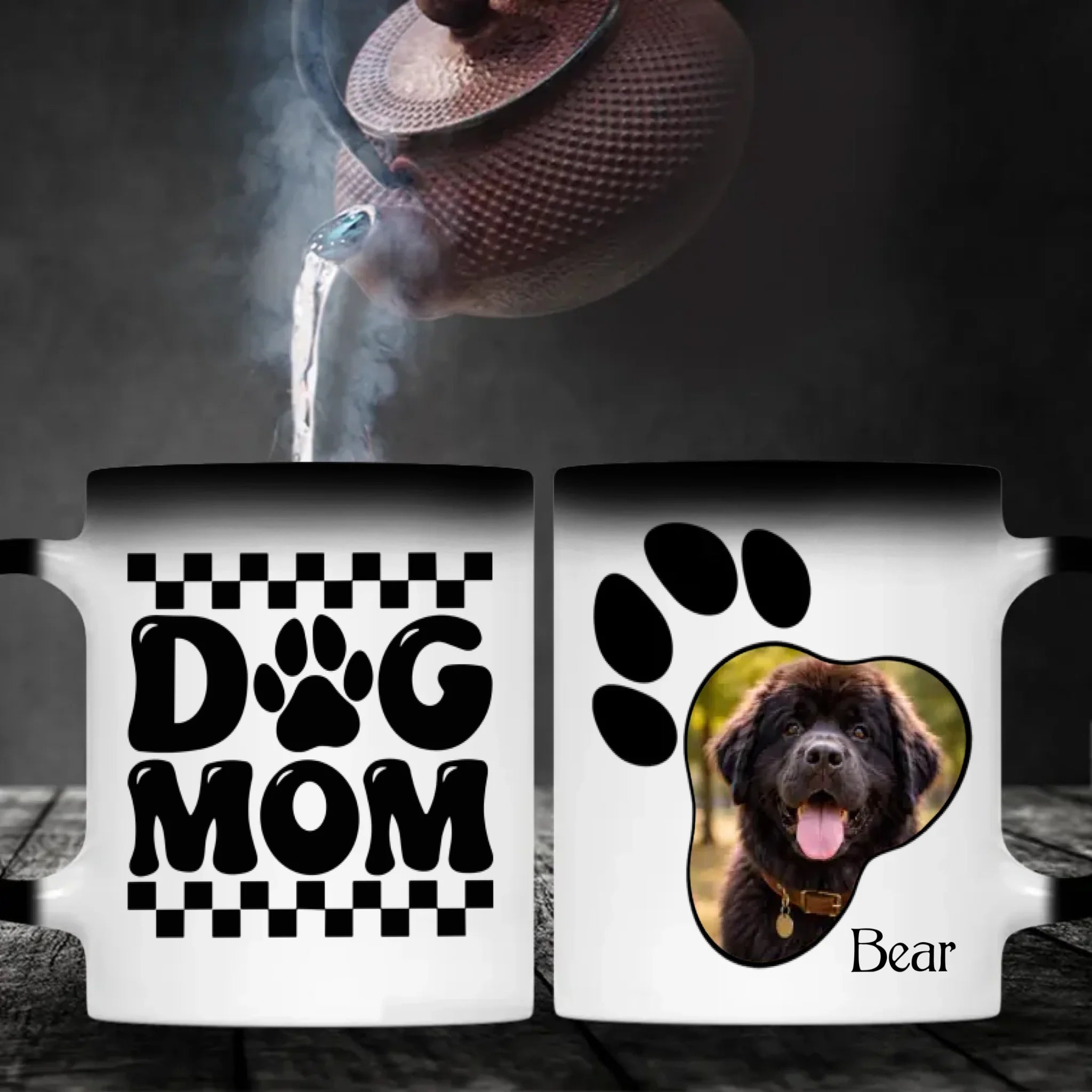 Personalized Newfoundland Photo Mug - Custom Paw Print And Name - 89Prints
