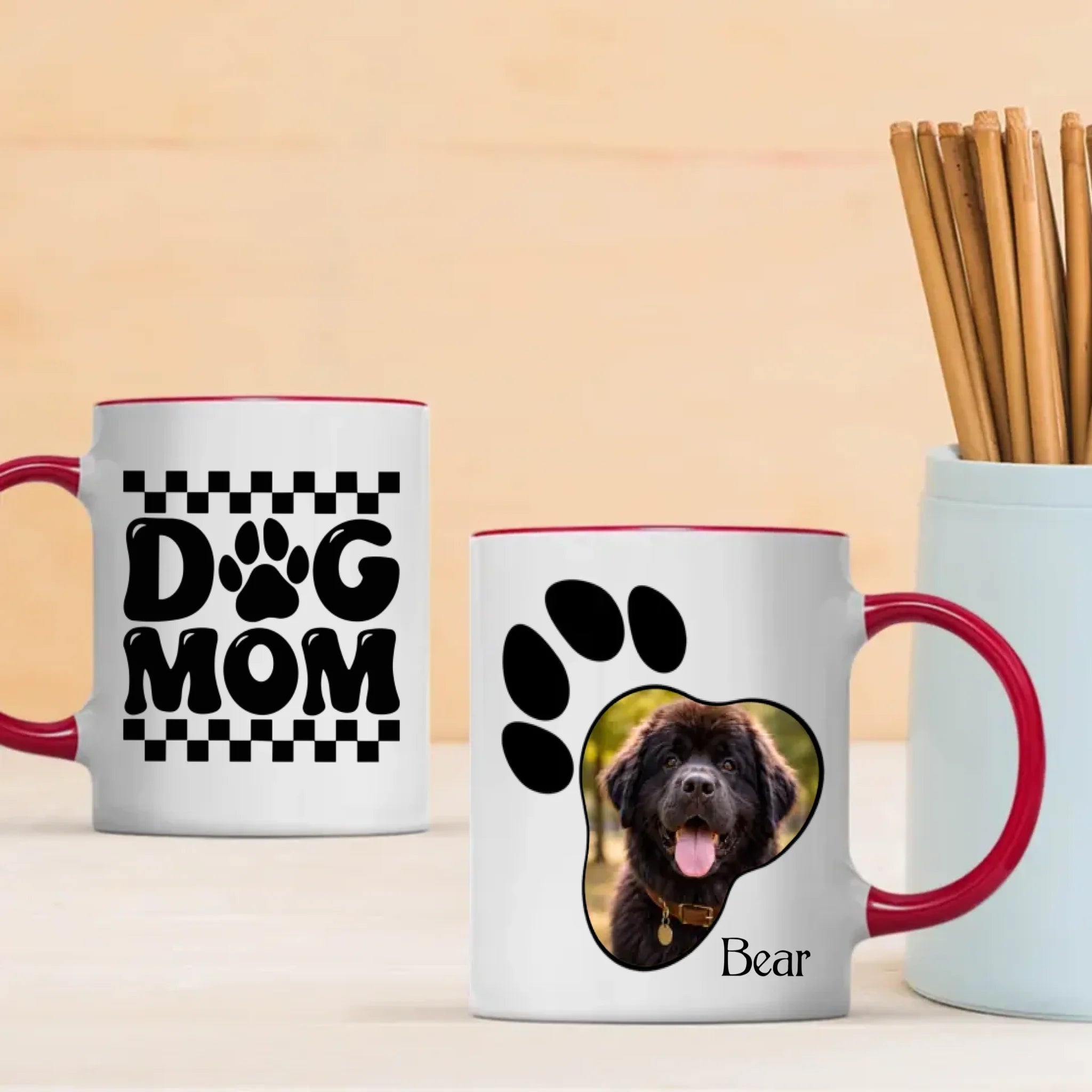 Personalized Newfoundland Photo Mug - Custom Paw Print And Name - 89Prints