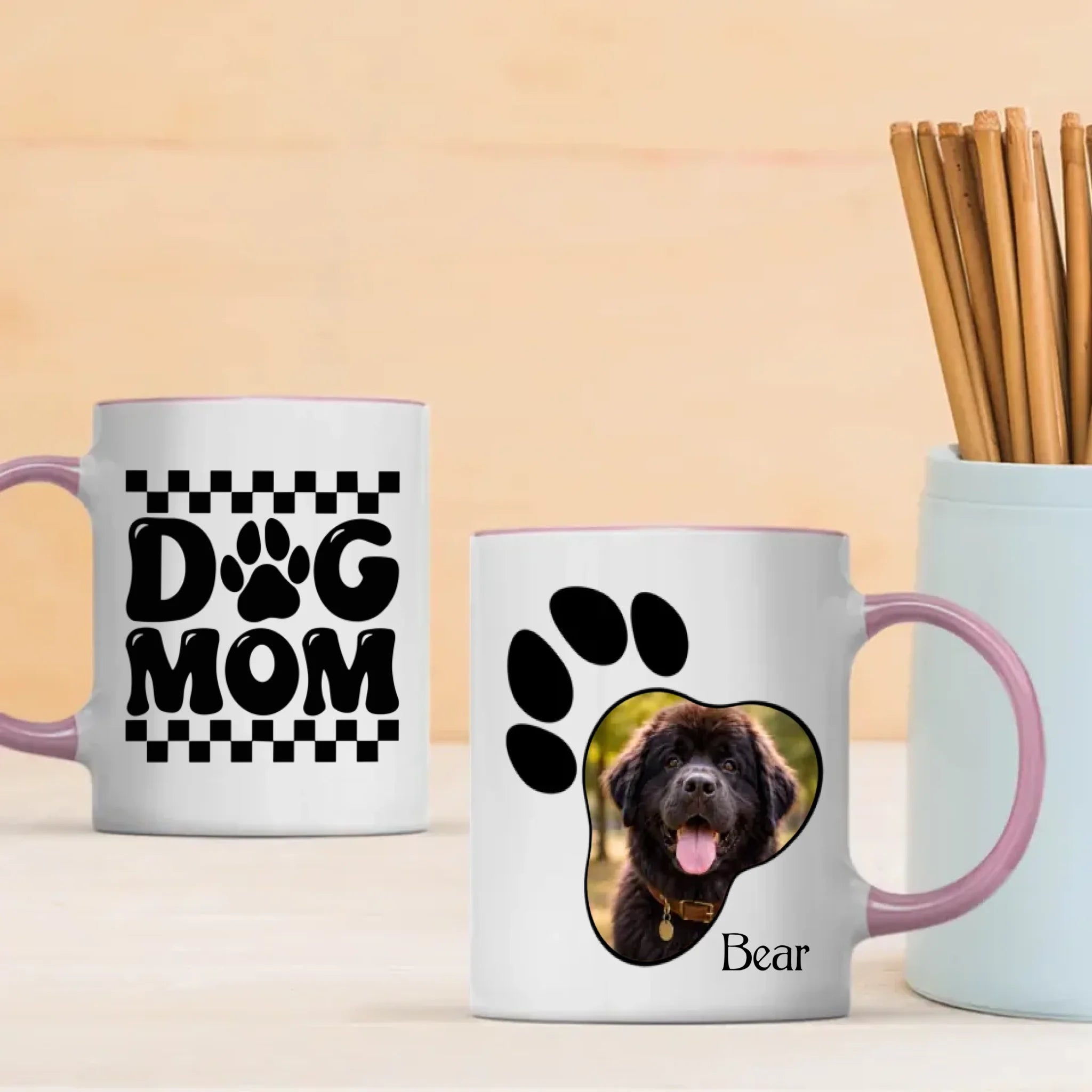 Personalized Newfoundland Photo Mug - Custom Paw Print And Name - 89Prints