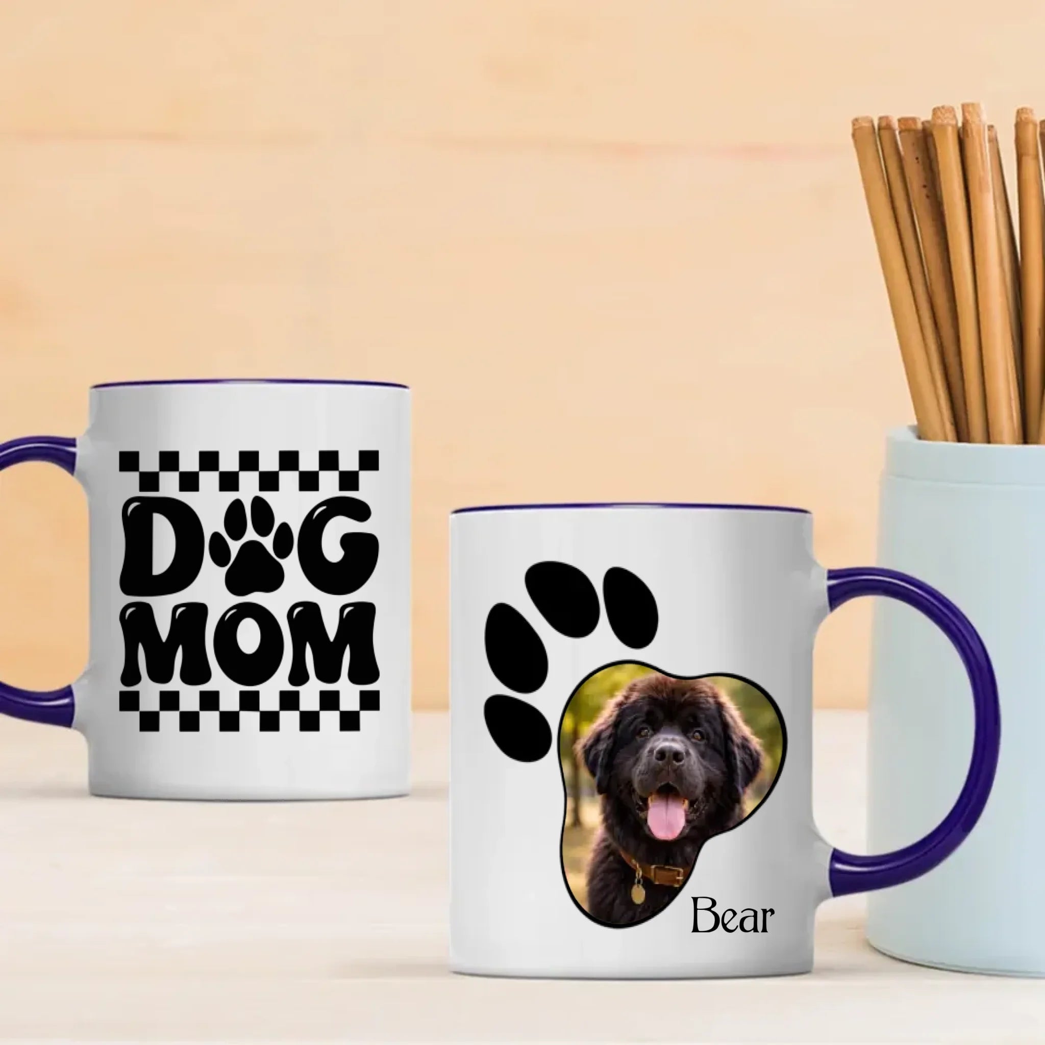 Personalized Newfoundland Photo Mug - Custom Paw Print And Name - 89Prints