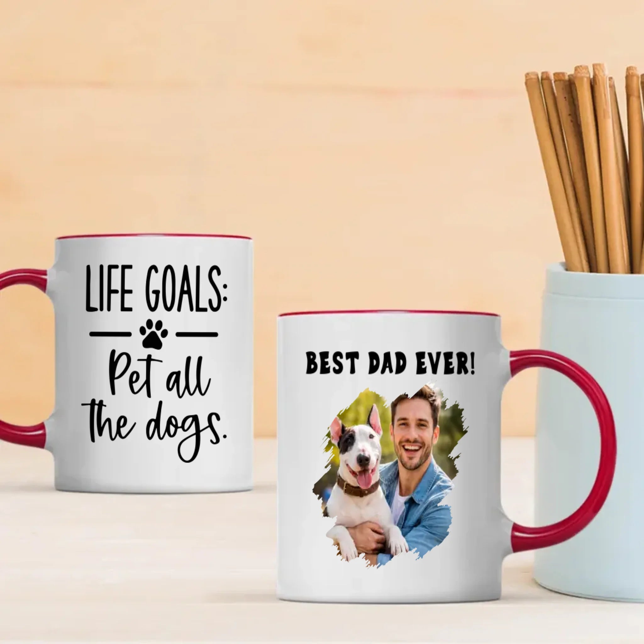 Customized Bull Terrier Mug With Photo For Dog Lovers - Life Goals: Pet All The Dogs - 89Prints