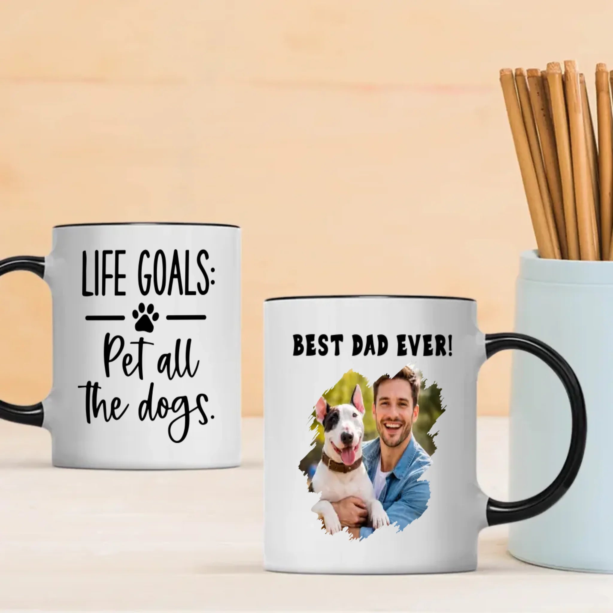 Customized Bull Terrier Mug With Photo For Dog Lovers - Life Goals: Pet All The Dogs - 89Prints