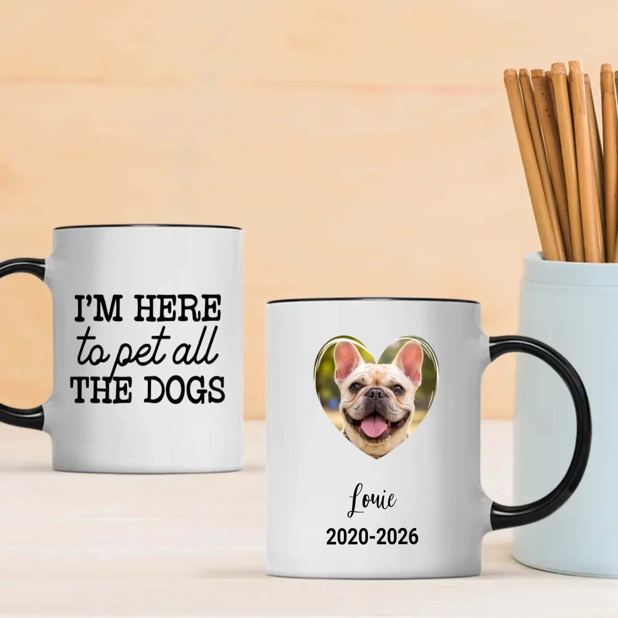 Custom French Bulldog Mug - I'm Here to Pet All The Dogs - A Memorable Gift For Dog Lovers - 89Prints