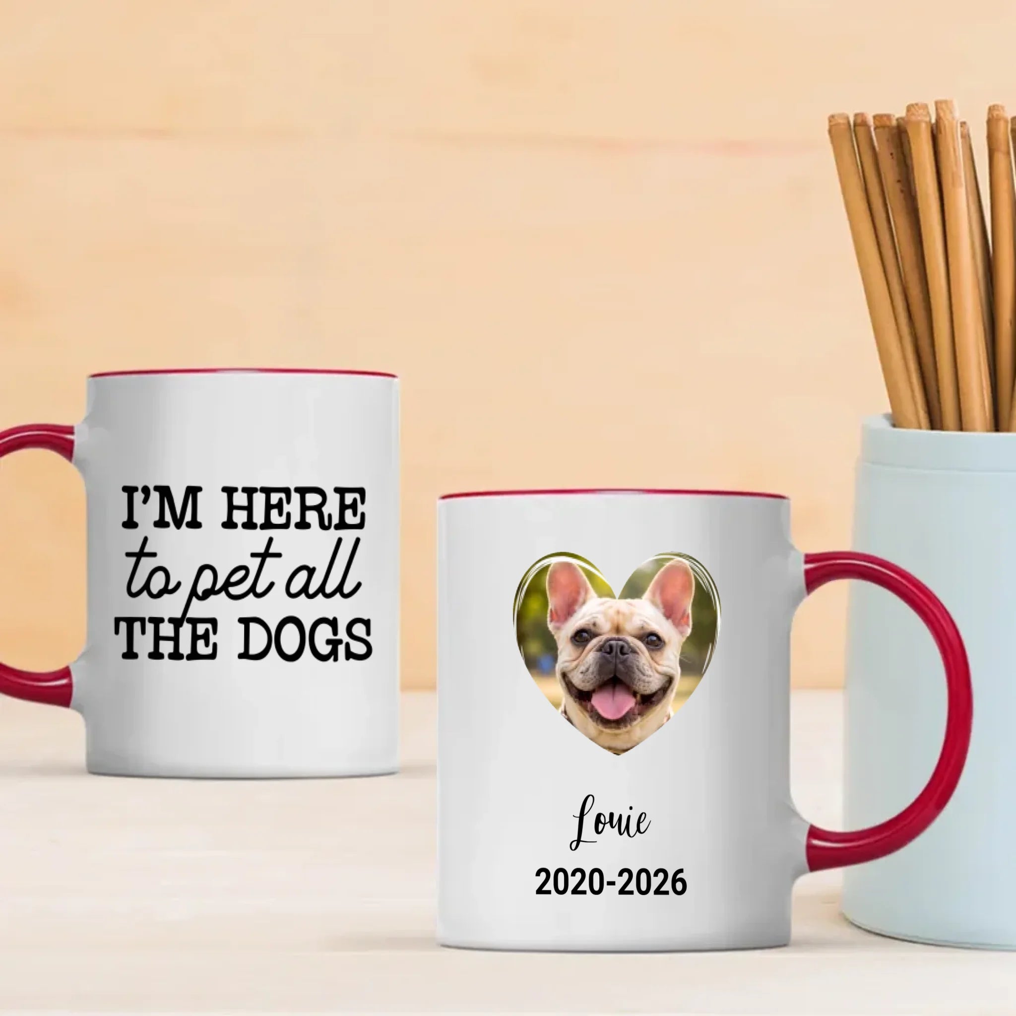 Custom French Bulldog Mug - I'm Here to Pet All The Dogs - A Memorable Gift For Dog Lovers - 89Prints
